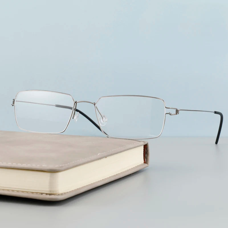 Stylish Black Titanium Square Full Rim Screwless Eyeglasses for Women - Trendy & Durable Frame for Work, Reading & Everyday Use