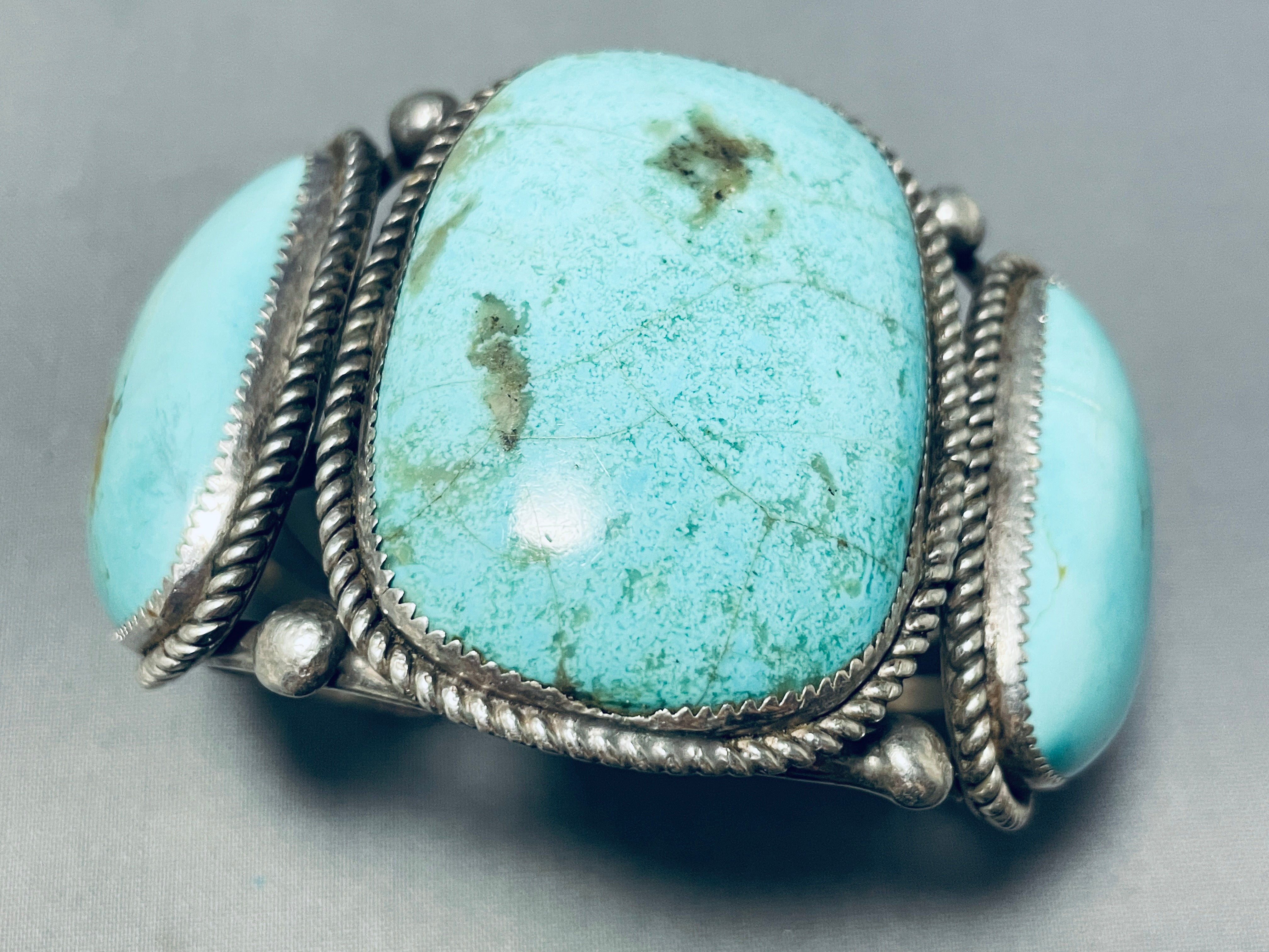 Vintage Navajo Chunky Turquoise Sterling Silver Bracelet - 116g Handmade Native American Jewelry for Women, Boho Fashion & Gift Ideas