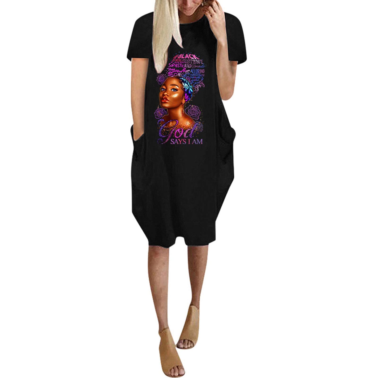 Plus Size Oversized T-Shirt Dress for Women - Casual Short Sleeve Midi Tunic Summer Dress | Perfect for Beach, Lounge & Everyday Wear