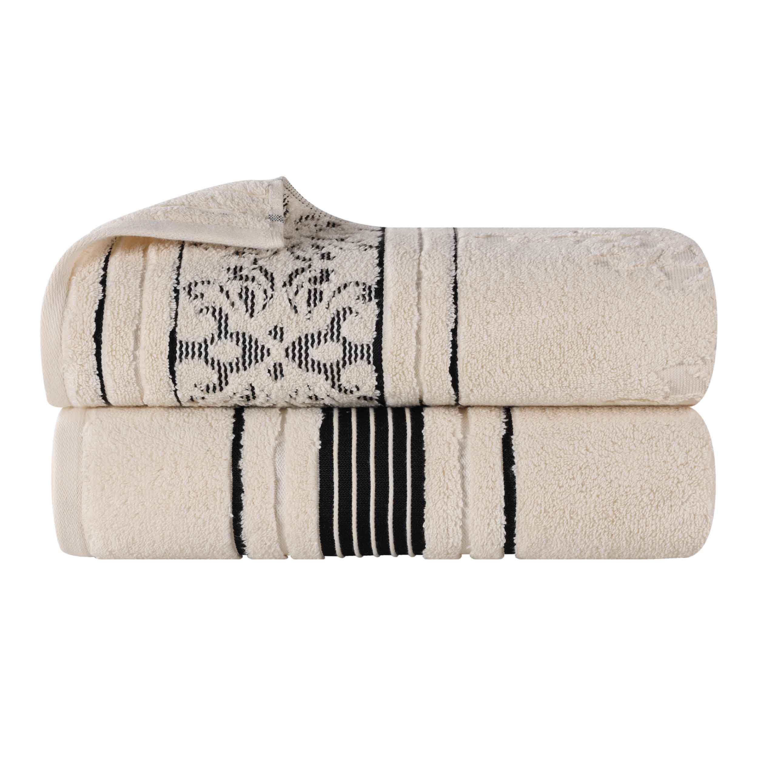 Premium 100% Zero Twist Cotton Bath Sheet Set of 2 - Ultra Soft & Absorbent Solid & Jacquard Floral Design - Luxury Bath Towels for Spa, Hotel & Home Use