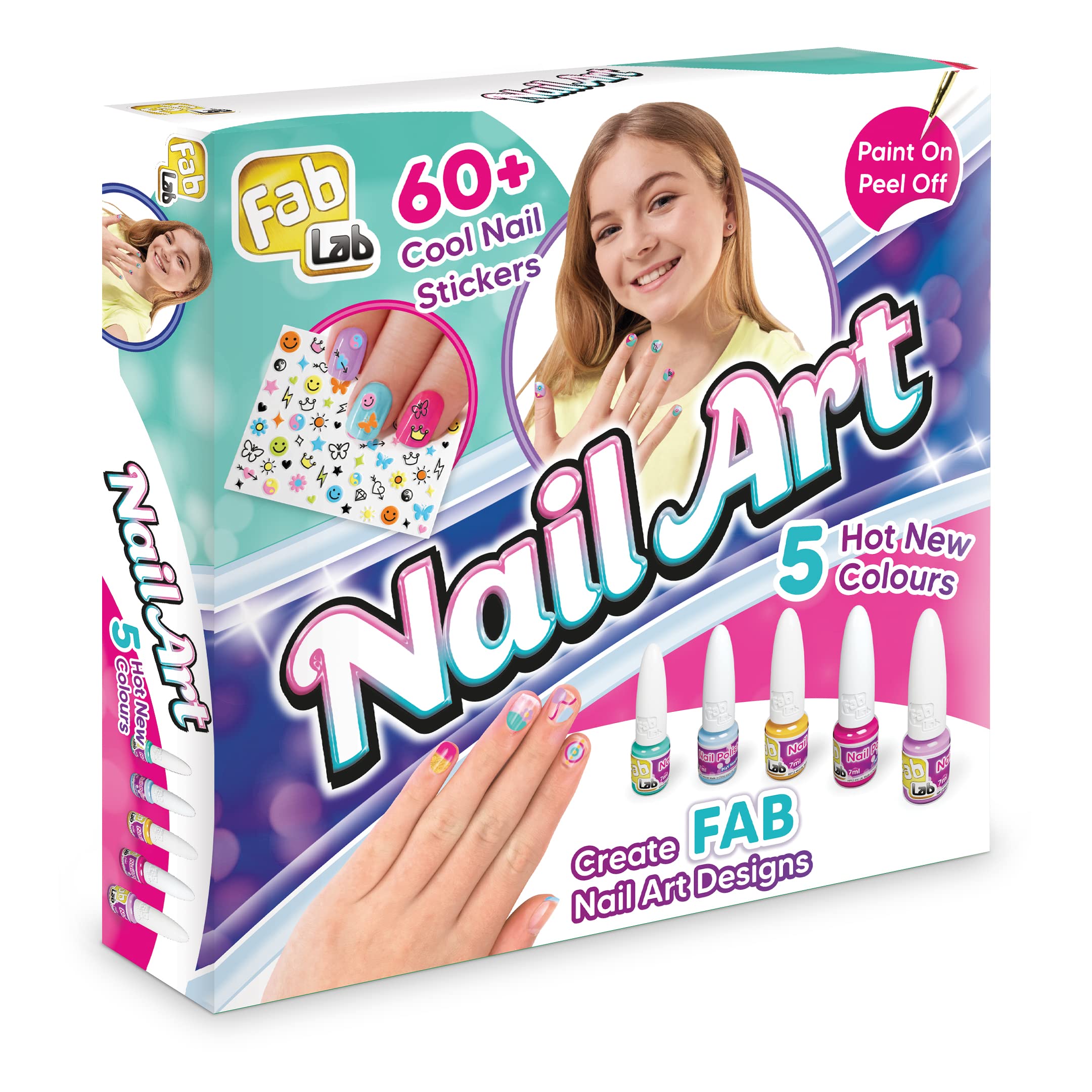 Fablab Nail Art Kit & Toys for Kids - Creative DIY Manicure Set for Girls, Fun Nail Stickers & Decoration Accessories - Perfect for Birthday Gifts, Party Favors & Home Spa Days