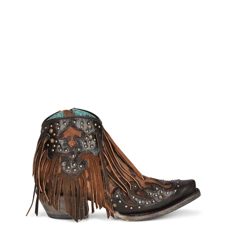 Women's Corral Brown Western Cowgirl Leather Ankle Boots - Stylish & Comfortable for Rodeo, Country Dancing & Everyday Wear