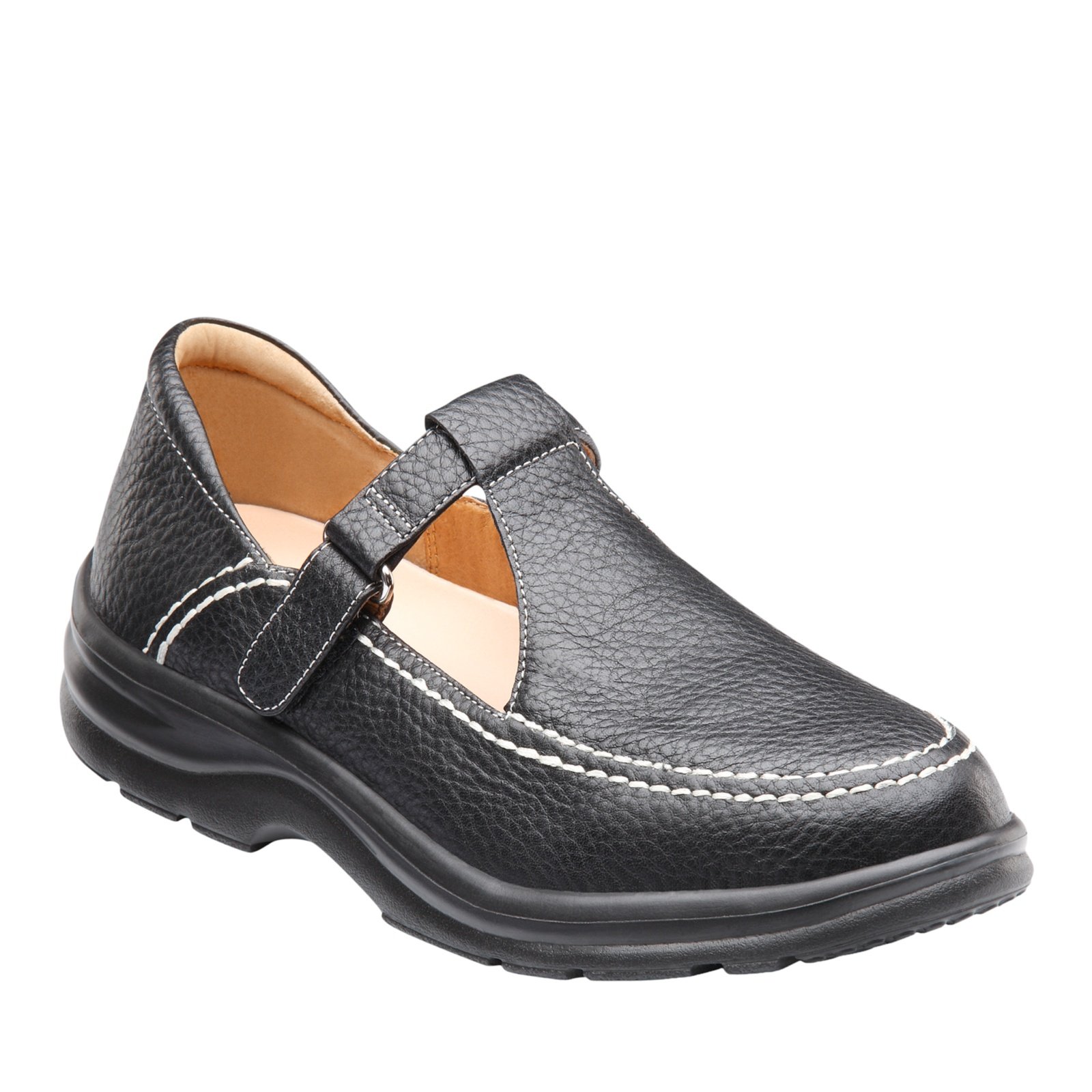 Dr. Comfort Lu Lu Women's Orthopedic Dress Shoes - Black Leather Slip-On Loafers for Work, Office & Professional Occasions