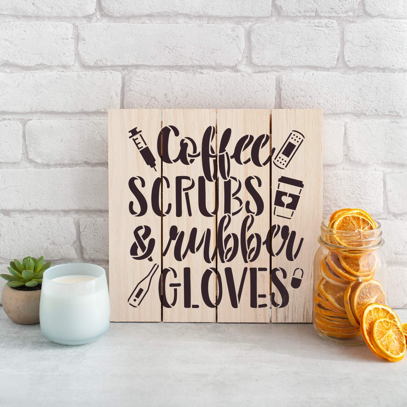 Premium Coffee Scrubs Rubber Gloves Nurse Stencil Set - Elegant DIY Gift Wrapping & Crafting Tool for Nurses, Medical Professionals & Healthcare Workers - Perfect for Holiday Gifts, Thank You Presents & Nurse Appreciation Week