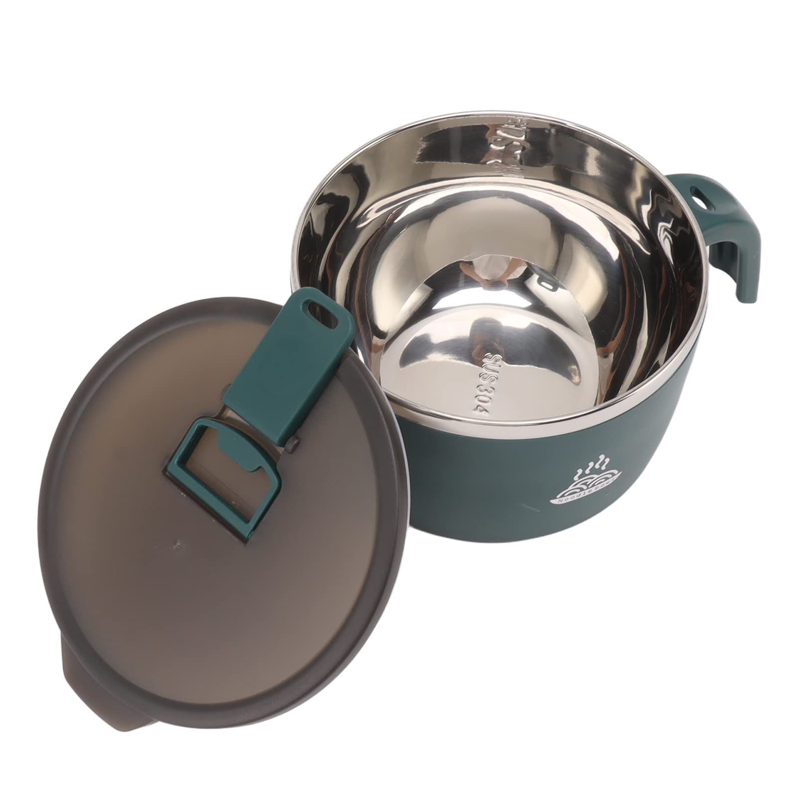 Stainless Steel Instant Noodles Bowl with Lid - 900ML Double Layer Thermal Soup Bowl, Insulated Lunch Box for Cooking & Storing Food - Perfect for Home, Kitchen, Office & Camping (Green)