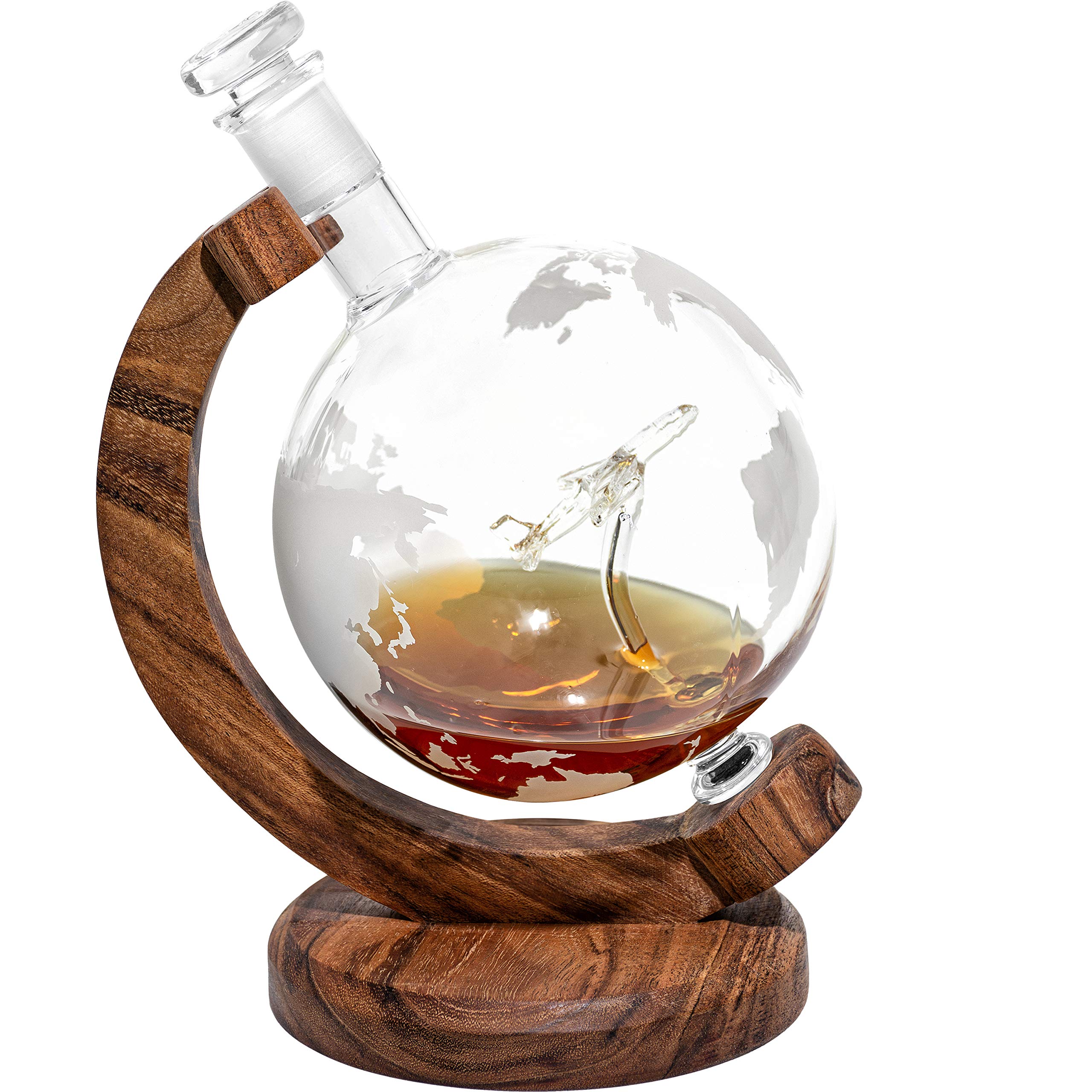 Premium Commercial Airliner Etched Globe Whiskey Decanter Set - Unique Pilot Gift for Aviation Enthusiasts | Perfect for Retirement, Promotion & Milestone Celebrations | Ideal for Home Bars, Office Decor & Aviation-Themed Parties