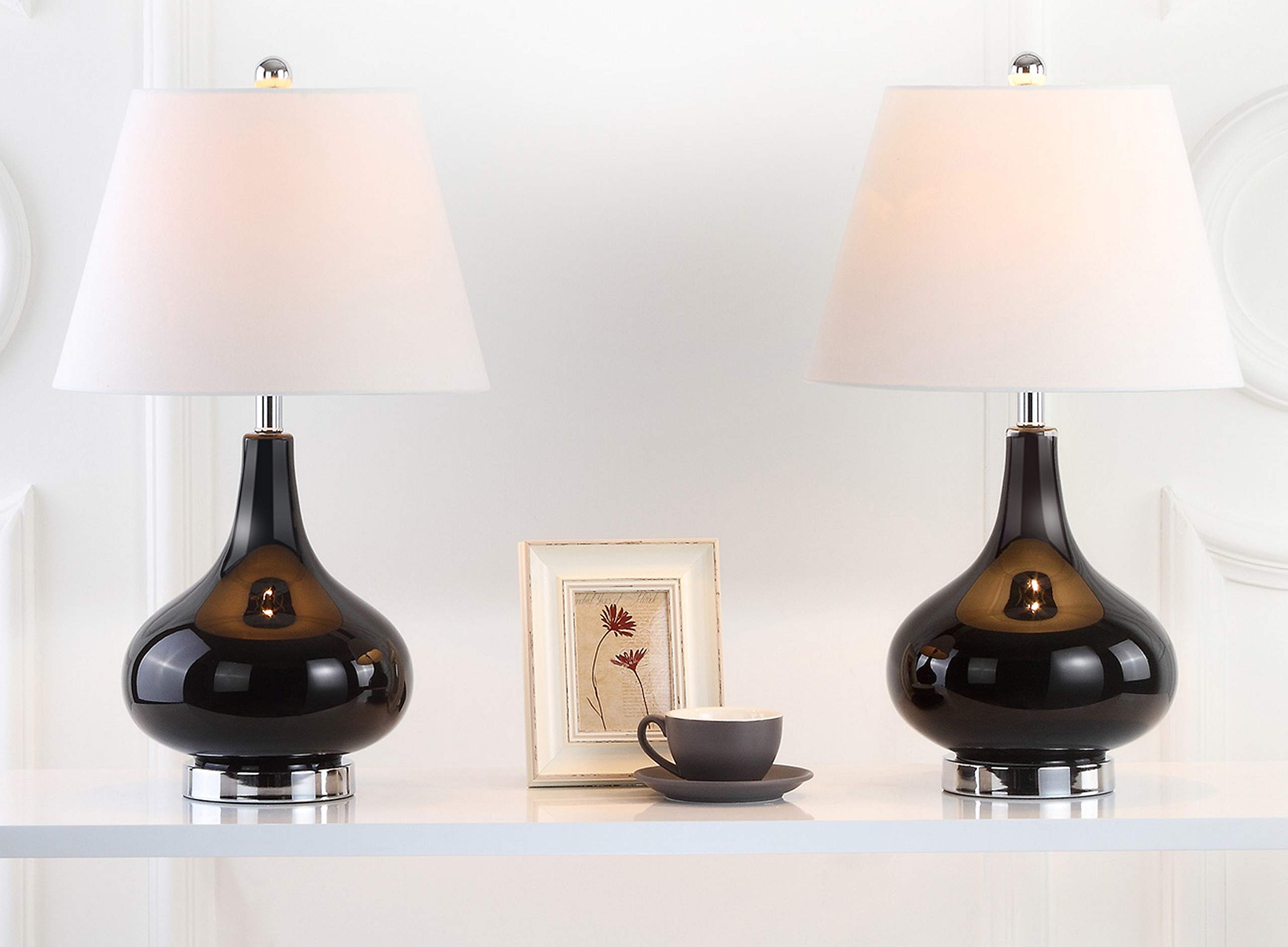 SAFAVIEH Amy Modern Black Gourd Glass Table Lamp Set of 2 - 24
