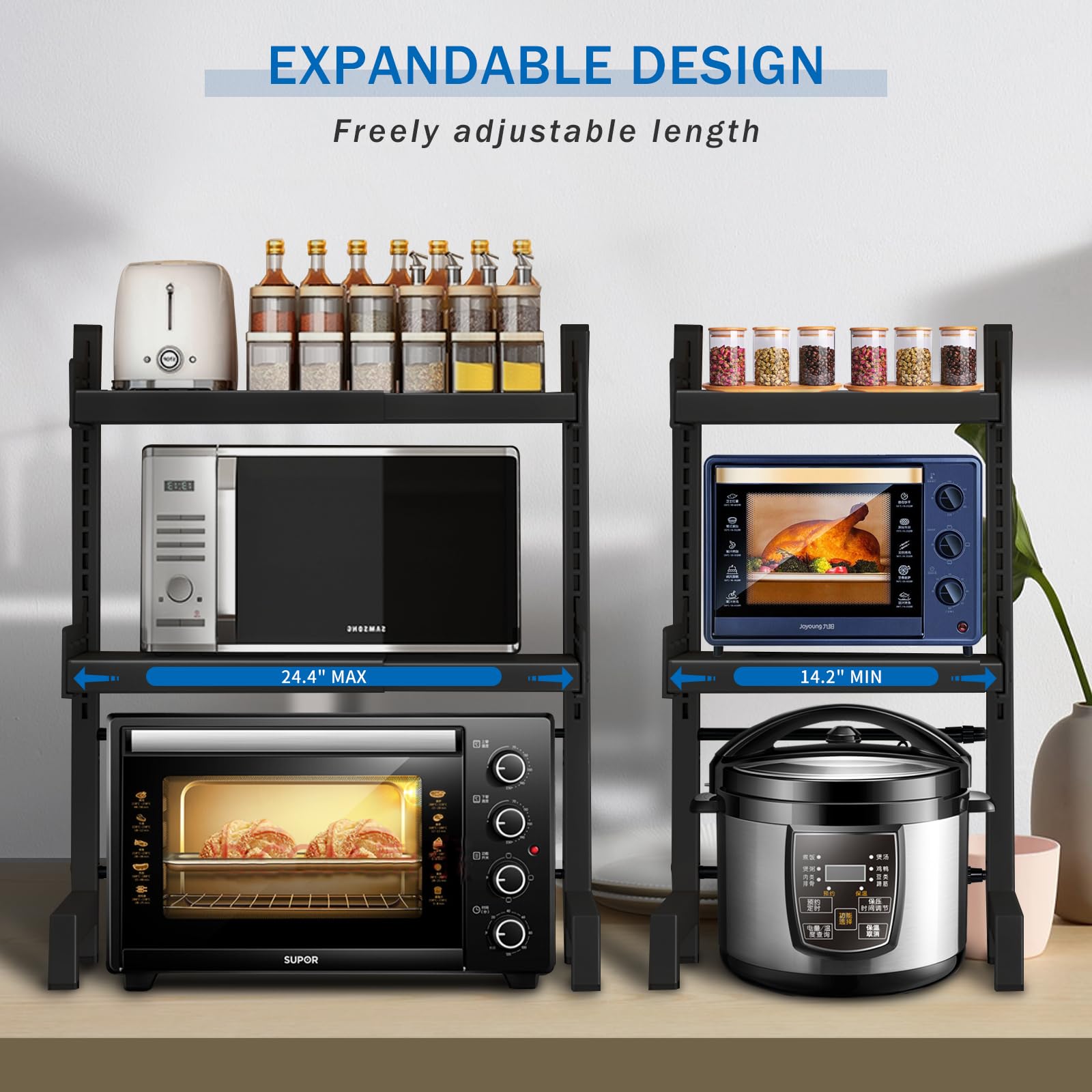 3-Tier Extendable Microwave Oven Rack (14.2