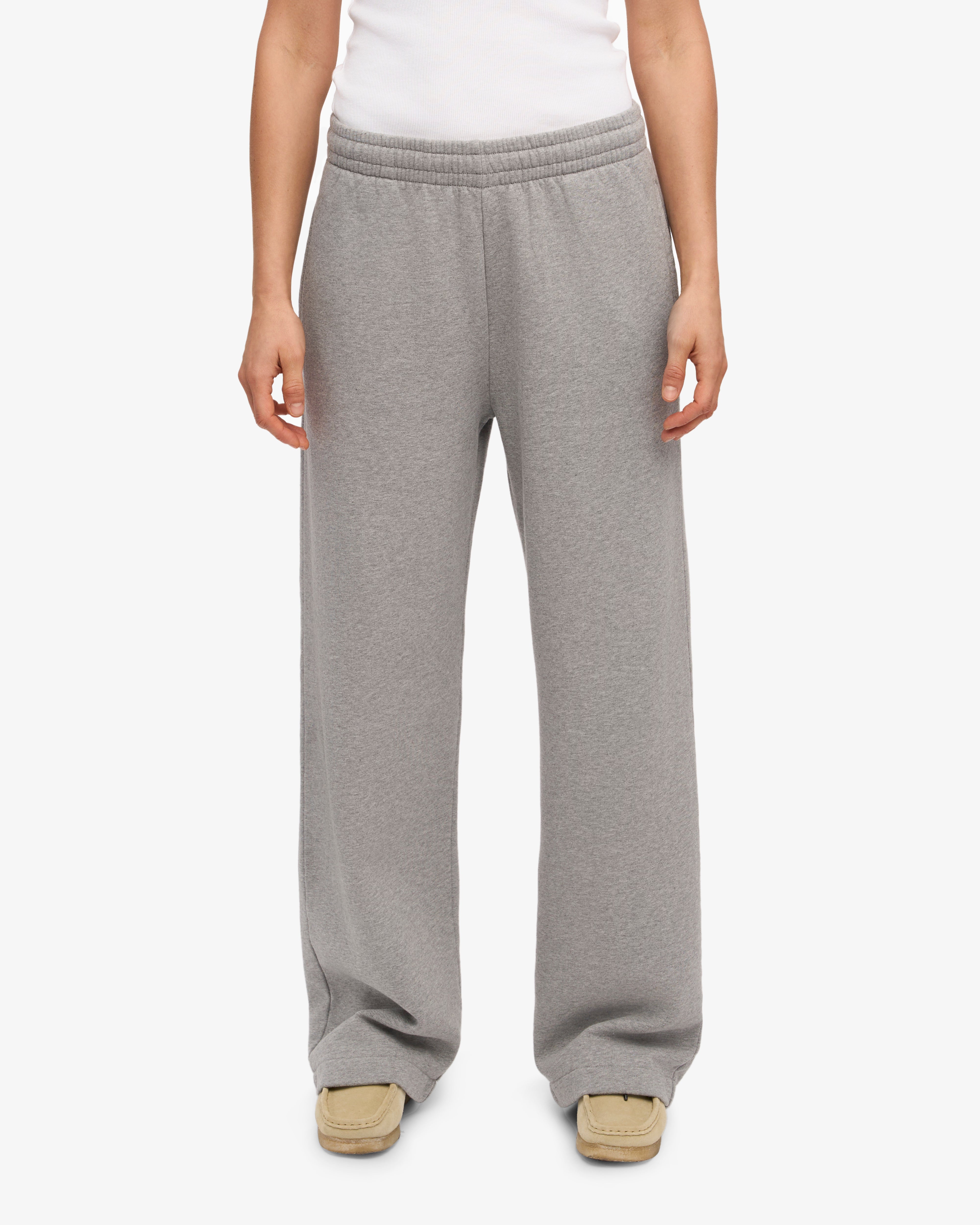 Organic Straight Leg Sweatpants for Women - Soft Heather Grey Cotton Joggers - Lounge, Yoga & Casual Wear