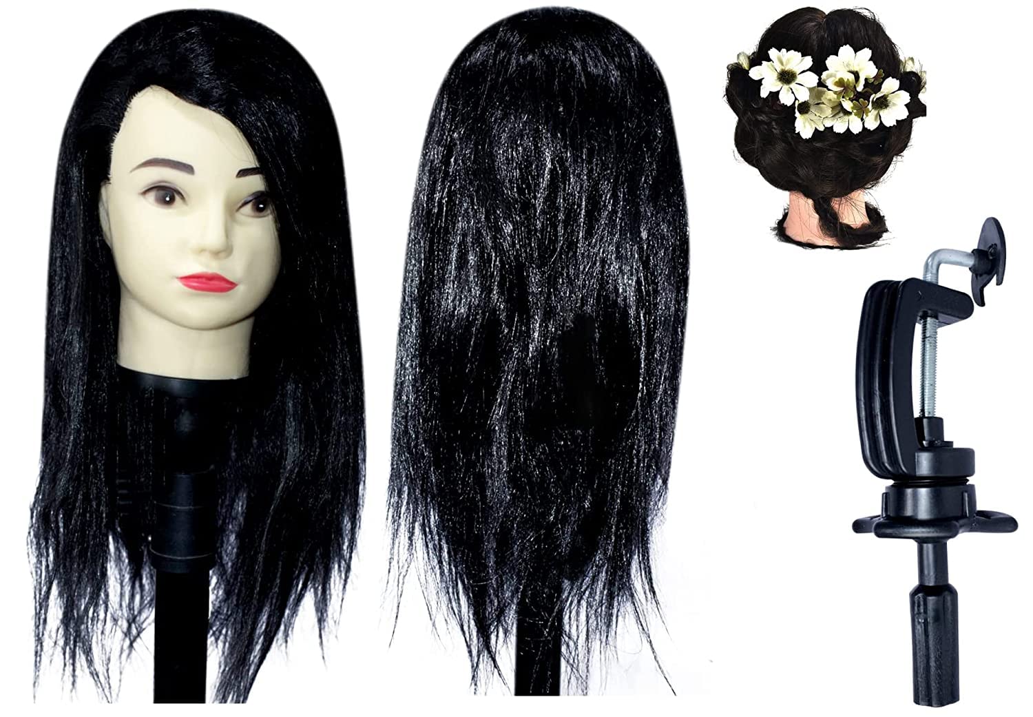 Wizme Female Mannequin Head for Hair Styling Practice - Realistic Training Head with Stand for Cutting, Coloring & Hairstyling Training (1 Pack) - Perfect for Salon Students & Home Practice