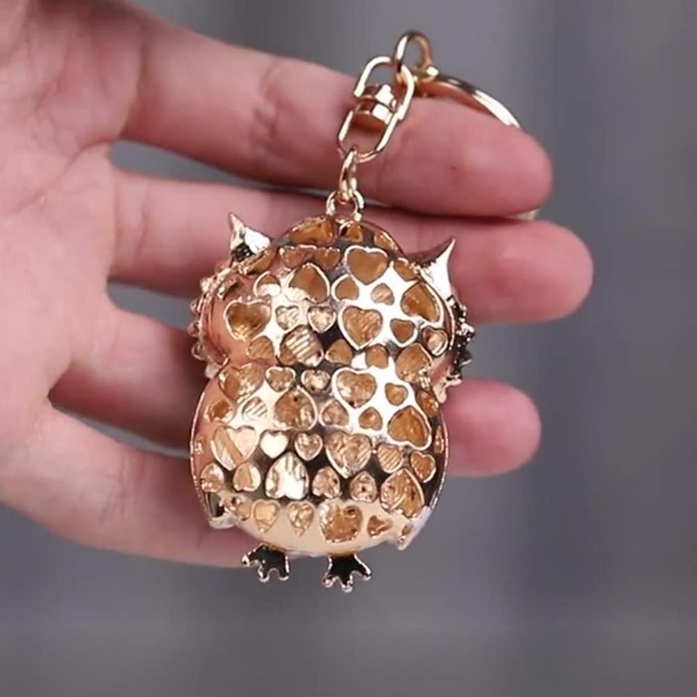 Owl Crystal Keychain - Stylish Car Keyring & Bag Pendant for Women - Alloy Handbag Accessory - Red | Perfect Gift for Birthday, Christmas & Daily Use