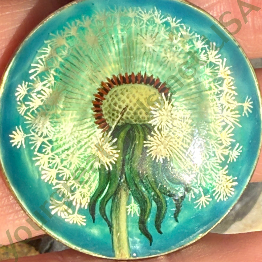 Hand-Painted Sterling Silver Mother of Pearl Dandelion Pendant Necklace - Elegant Jewelry Gift for Women, Perfect for Weddings & Special Occasions