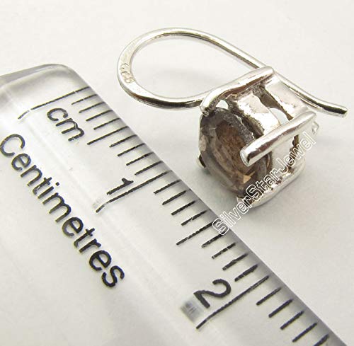 1.8ct Brown Smoky Quartz Earrings 1.5cm 925 Sterling Silver Handmade Jewelry - Perfect for Weddings, Parties & Everyday Elegance