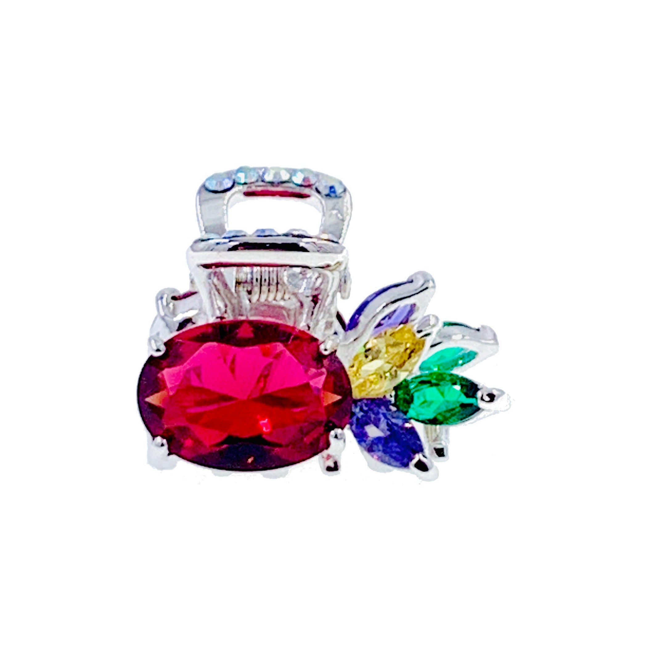 Little Pineapple Hair Claw Clip - Cubic Zirconia CZ Crystal Silver Base in Clear, Blue, Purple, Pink & Amber | Perfect for Parties, Weddings & Everyday Hairstyles