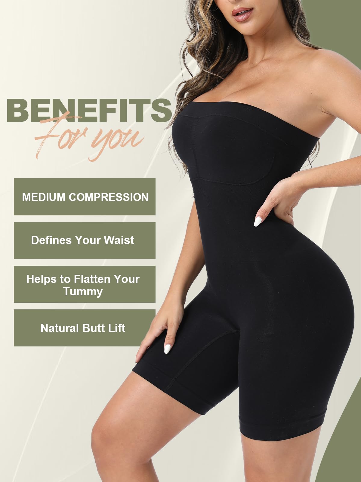 Best Strapless Shapewear Bodysuit for Women - Butt Lifter & Tummy Control Full Body Shaper Under Dress - Perfect for Weddings, Parties & Everyday Wear