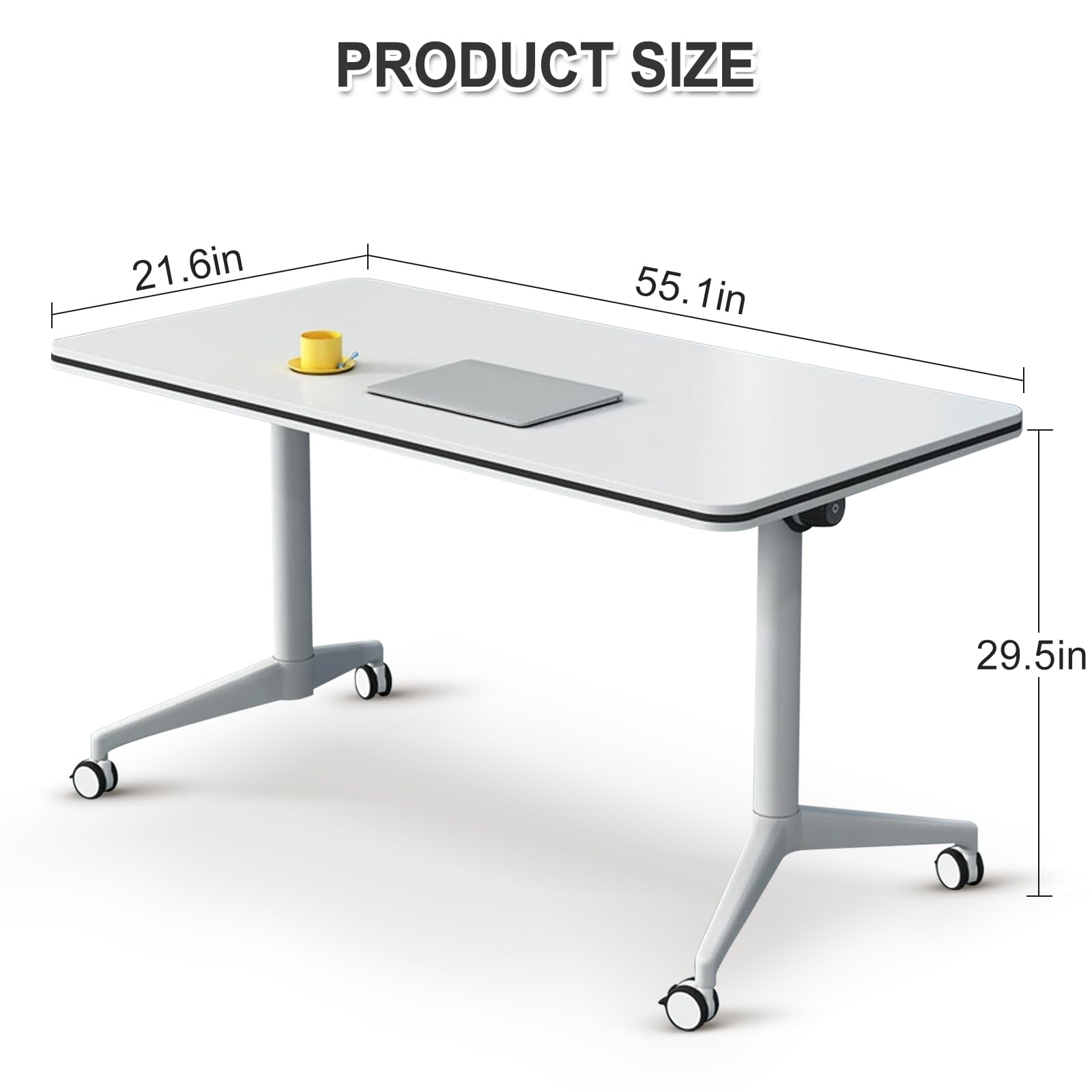 Foldable Flip Top Mobile Conference Table with Wheels - Modular Training & Meeting Seminar Table for Office, Classroom & Event Spaces | Portable & Space-Saving Design