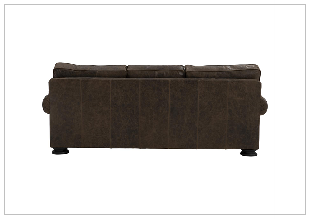 Bernhardt Foster Dark Brown Genuine Leather Sofa with Rolled Arms - Luxurious Living Room Furniture for Home & Office