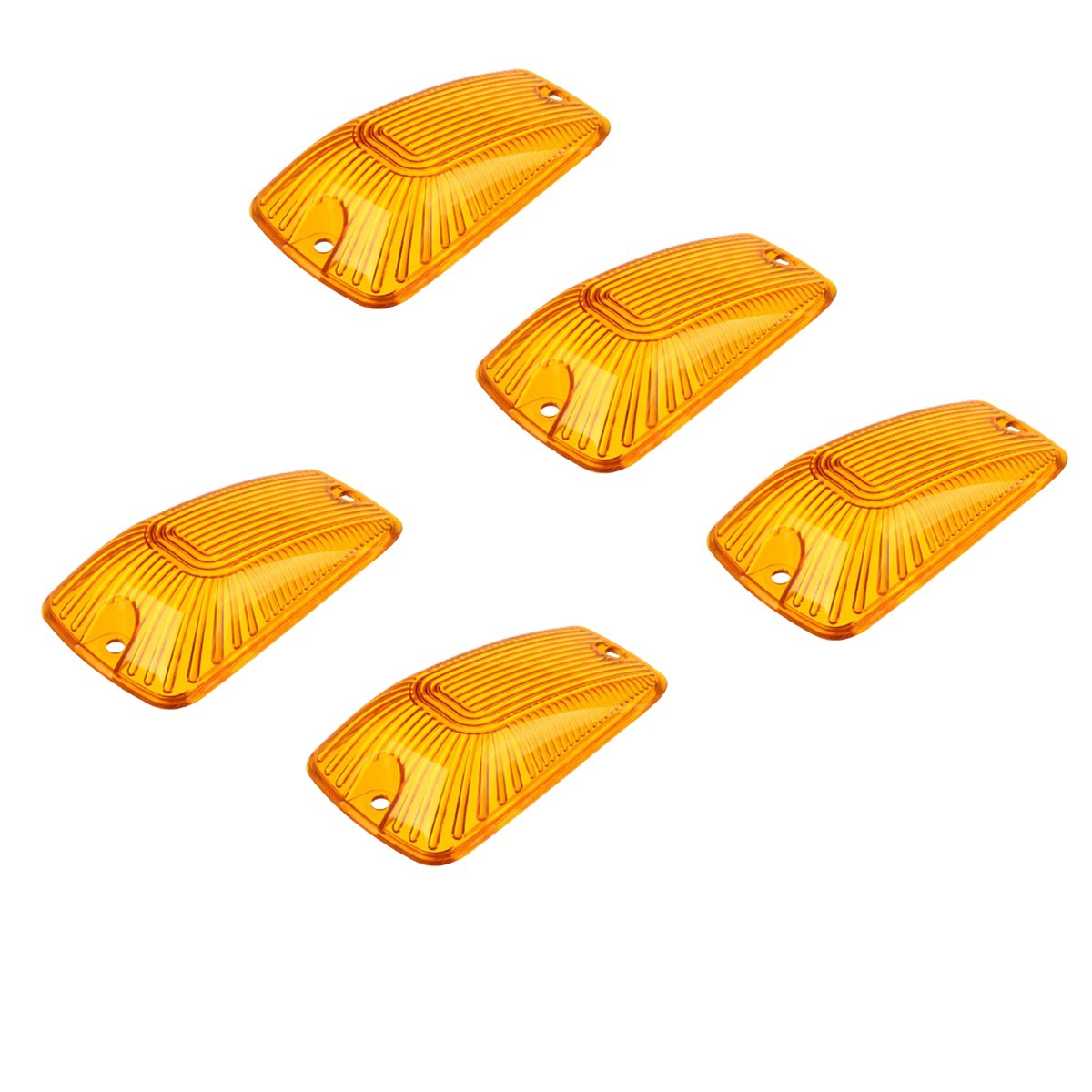 1988-2002 Chevy/GMC C/K Series & Kodiak Topkick Truck Amber Roof Light Cab Clearance Marker Cover Lens - 5pc Set - Durable Replacement for K1500/2500/3500/4500/5500/6500/7500 Models - Perfect for Night Driving & Enhanced Vehicle Visibility