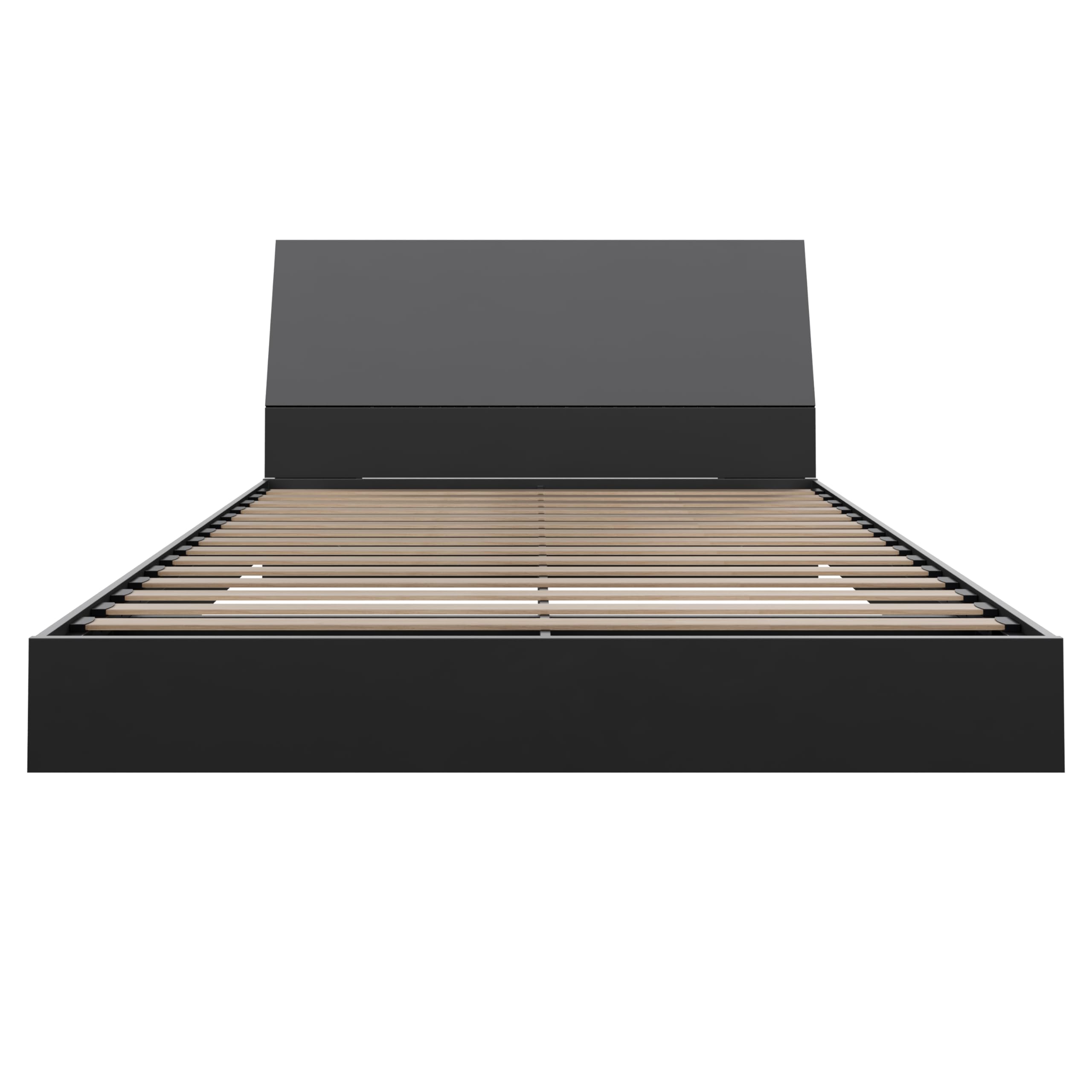 Nexera 2-Piece Queen Size Bed Set with Sturdy Metal Bed Frame & Upholstered Headboard - Black | Modern Bedroom Furniture for Small Spaces & Guest Rooms