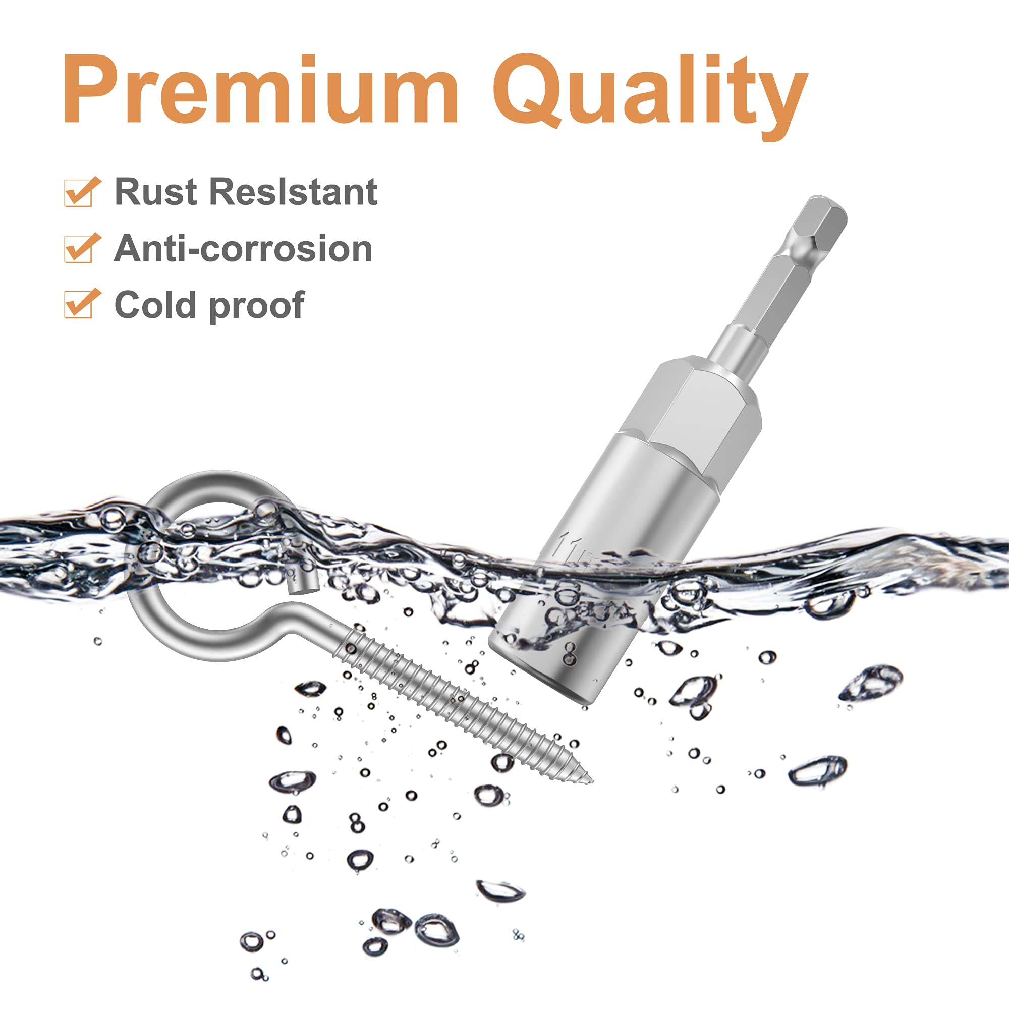 **Heavy Duty 304 Stainless Steel Screw Eye Hooks (26 Pack) - 1/4