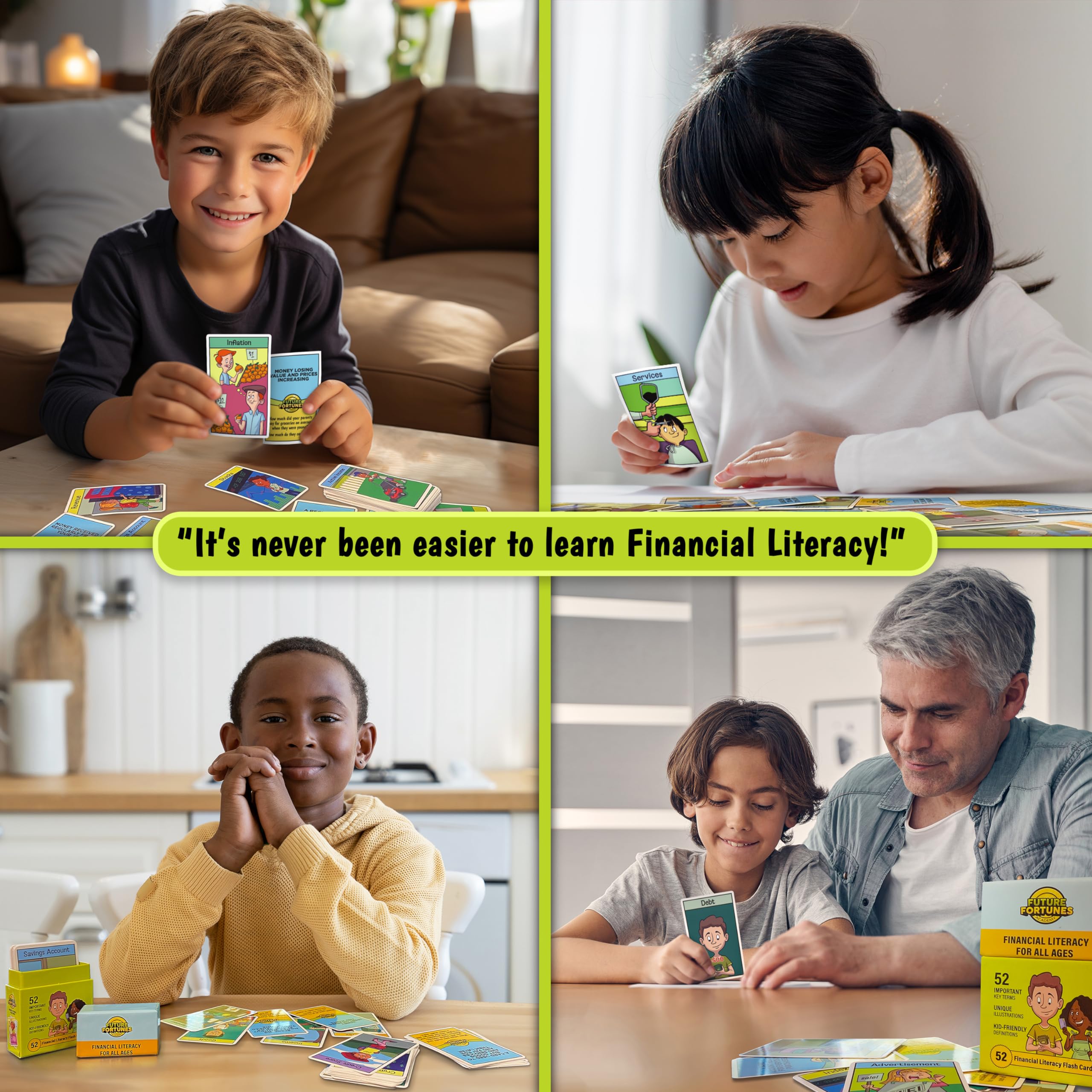 Financial Literacy Flash Cards for Kids - 52 Money Management Educational Game Cards - Learn Cash Flow, Stocks, Savings & Budgeting - Perfect for Middle School Students & Homeschooling - Great Classroom & Family Game Night Learning Resource