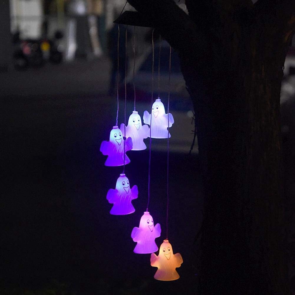 Solar Powered Ghost Wind Lights - Waterproof Halloween Outdoor Decor with Wind Chimes | Perfect for Garden, Patio, Yard & Halloween Party Decorations