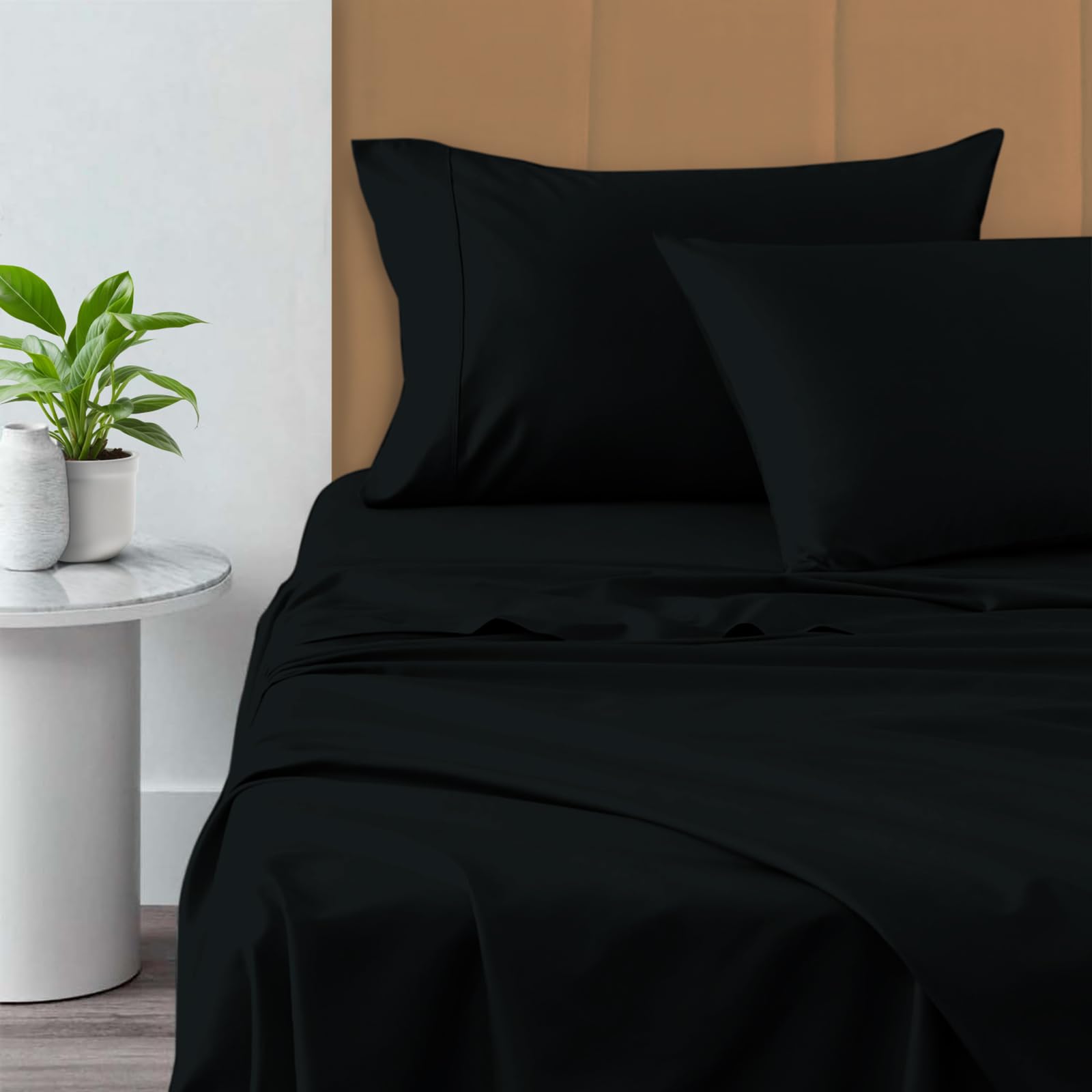 Pizuna Pure 100% Cotton Queen Size Sheets - 800 Thread Count Long Staple Cotton Sateen Bedding Set with 15