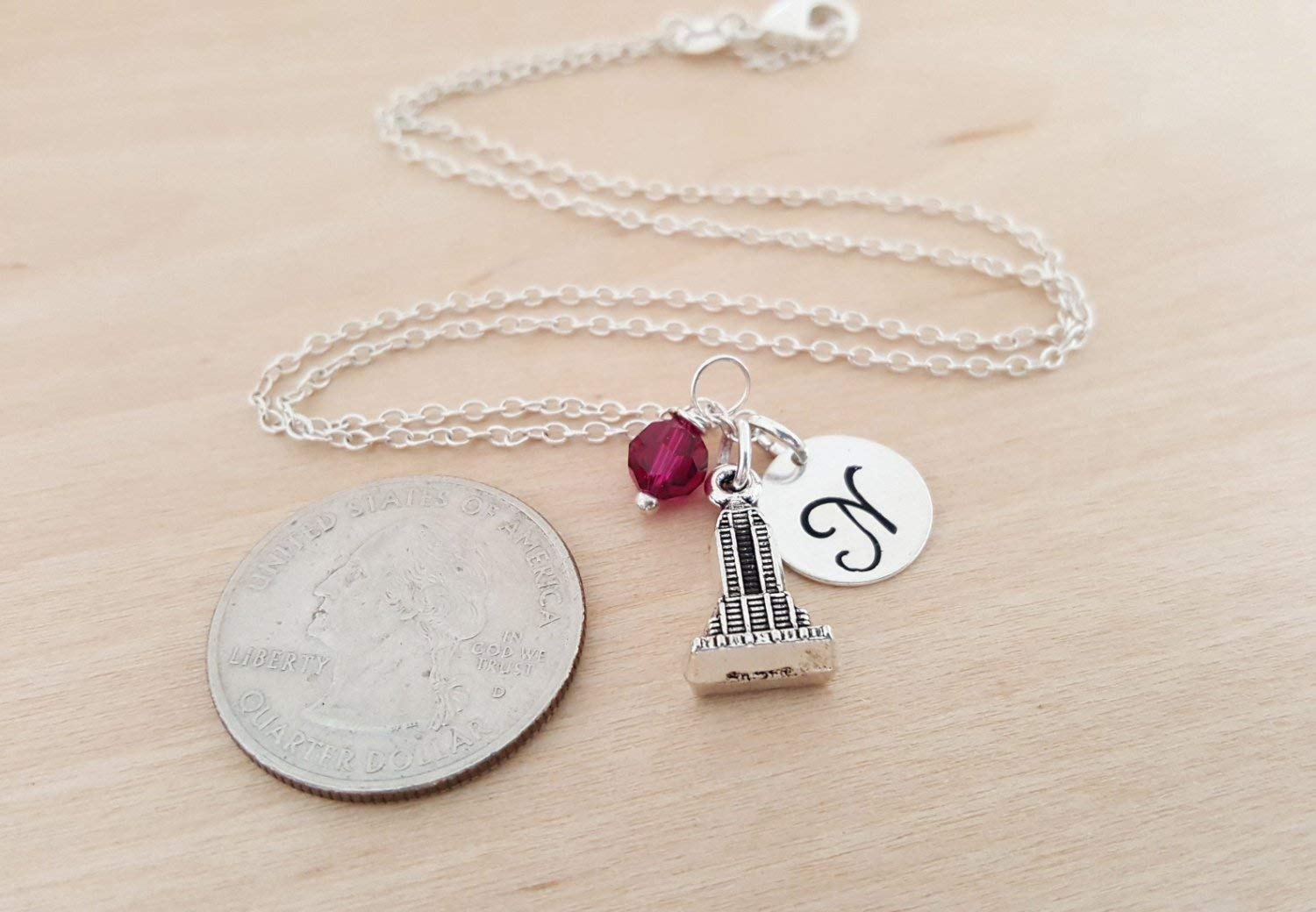 Empire State Building Charm Necklace - Personalized Sterling Silver Pendant for Women | NYC Skyline Jewelry Gift for Her | Anniversary, Birthday & Travel Souvenir