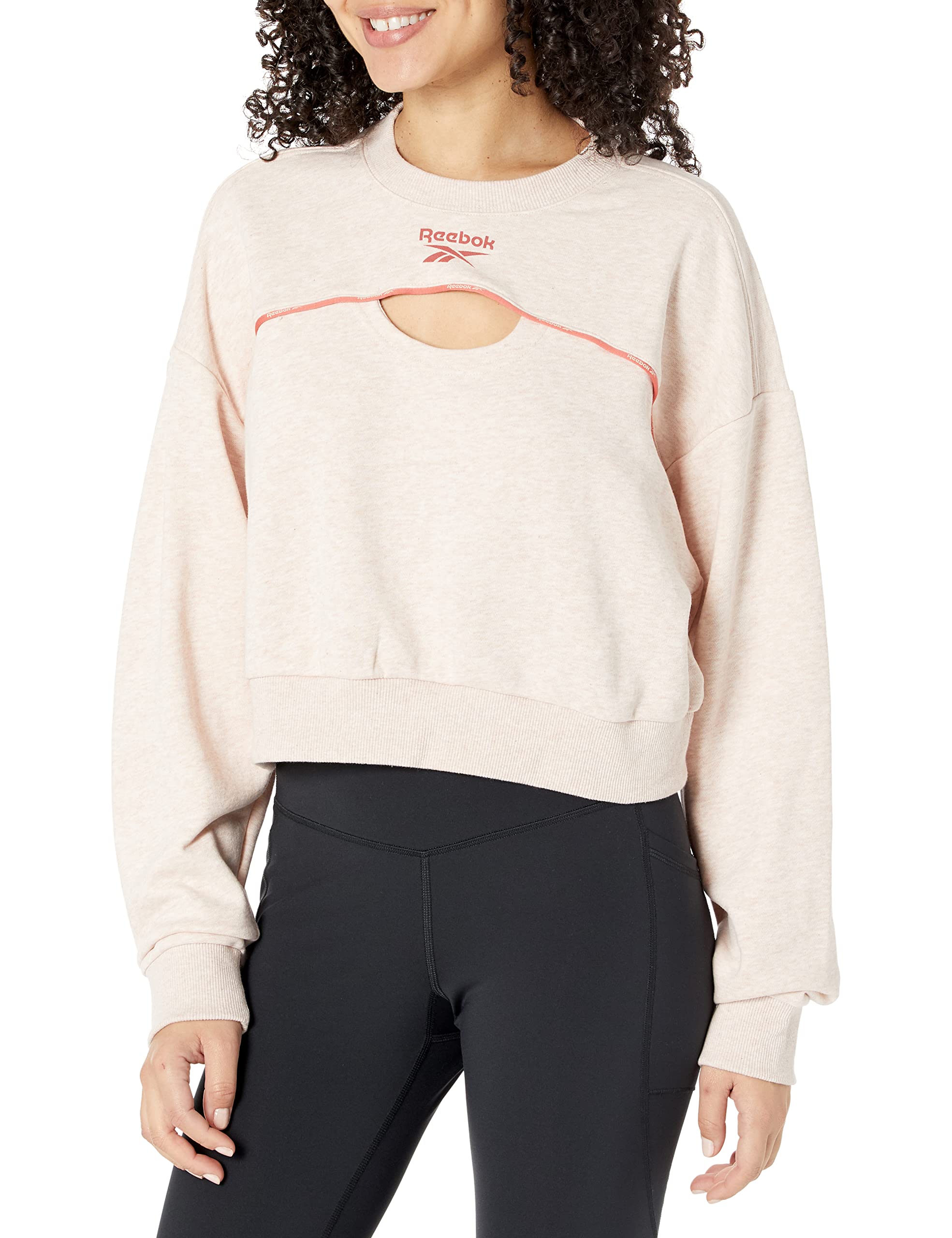 Reebok Women's Small Logo Crewneck Sweatshirt - Soft Cotton Pullover Sweater for Casual Wear, Gym & Lounge | Trendy Streetwear Fashion