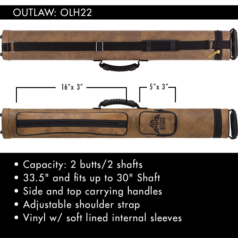 OUTLAW OLH11 1x1 Hard Pool Cue Case - Durable Billiard Cue Stick Holder for Professional & Home Use - Perfect for Pool Halls, Bars, and Game Rooms