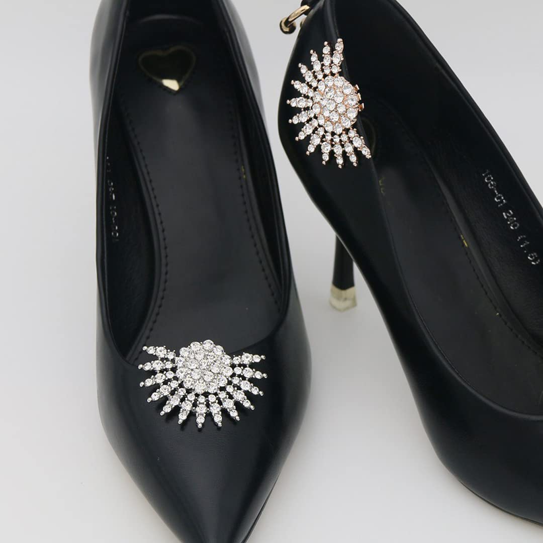 2 Pcs Detachable Rhinestone Shoe Buckles - Metal Shoe Clips Charms for Wedding, High Heels, Pumps & Sandals - Elegant Footwear Accessories for Bridal Parties, Prom & Special Occasions