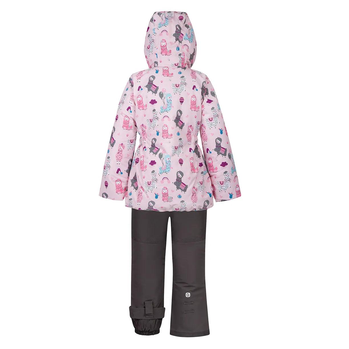 Gusti Girls Winter Snowsuit with Cute Llama Print - Waterproof & Warm (Sizes 2T to 8Y) - Perfect for Snow Play, Skiing & Outdoor Winter Activities