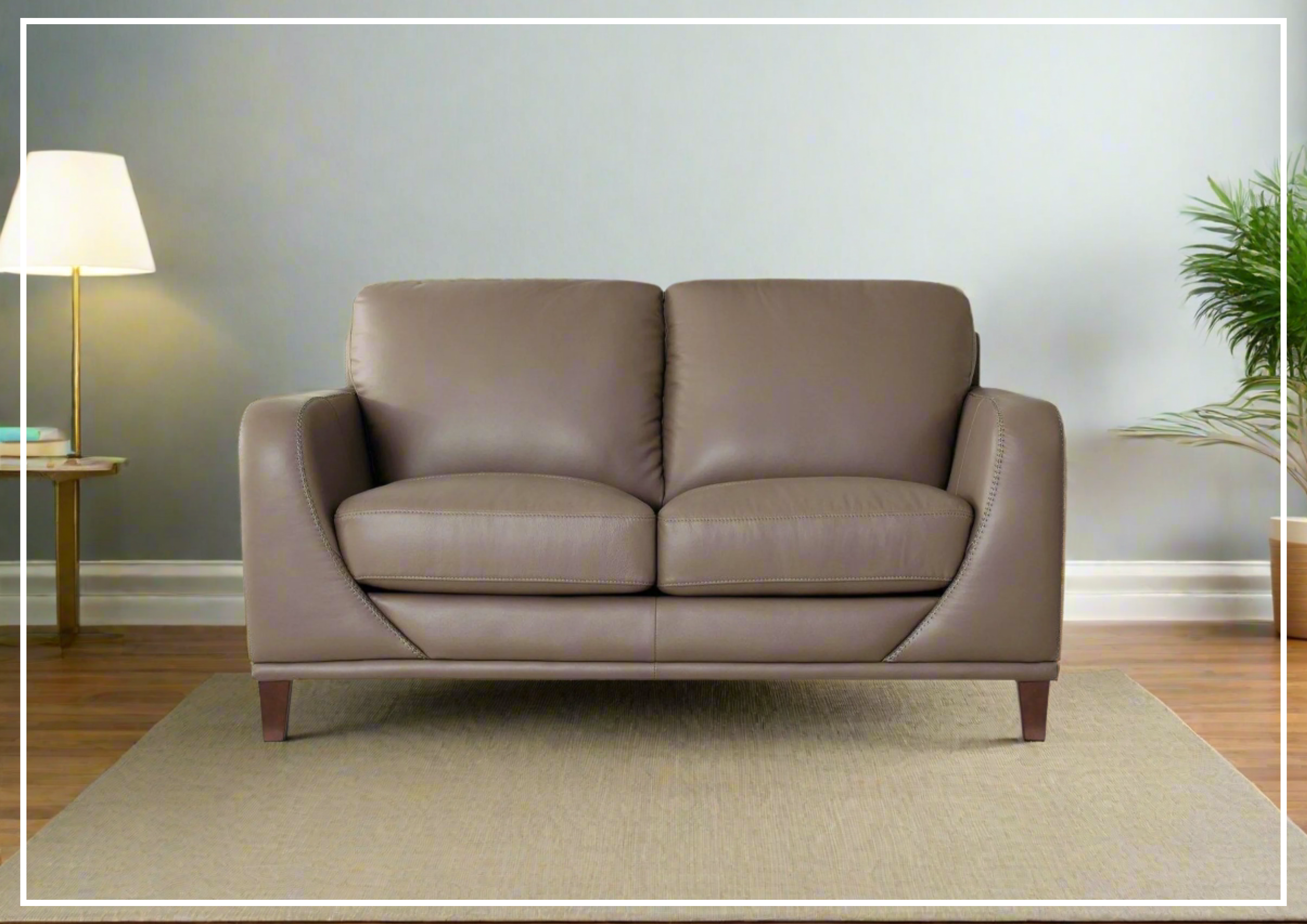 Hydeline Soma 2-Seater Leather Sofa - Brown Genuine Leather Living Room Couch for Small Spaces, Apartments & Cozy Home Decor