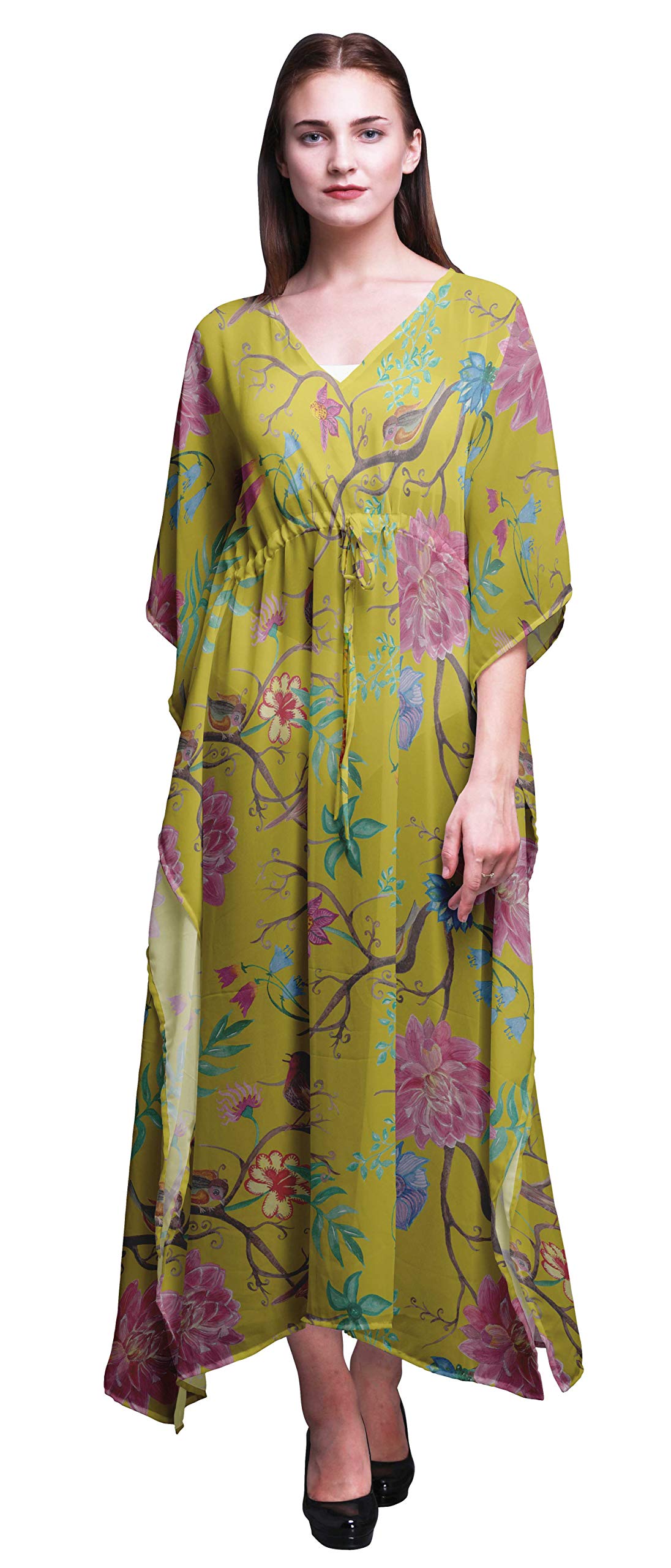 Bimba Beach Kaftan - Women's Flowy Maxi Dress Bikini Cover Up | Long Summer Kimono Caftan for Pool, Beach Vacation & Resort Wear
