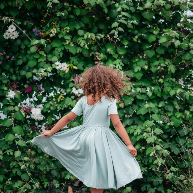 Kyte Baby Twirl Dress - Soft Organic Cotton Sage Green Outfit for Girls | Perfect for Playdates, Parties & Photo Shoots