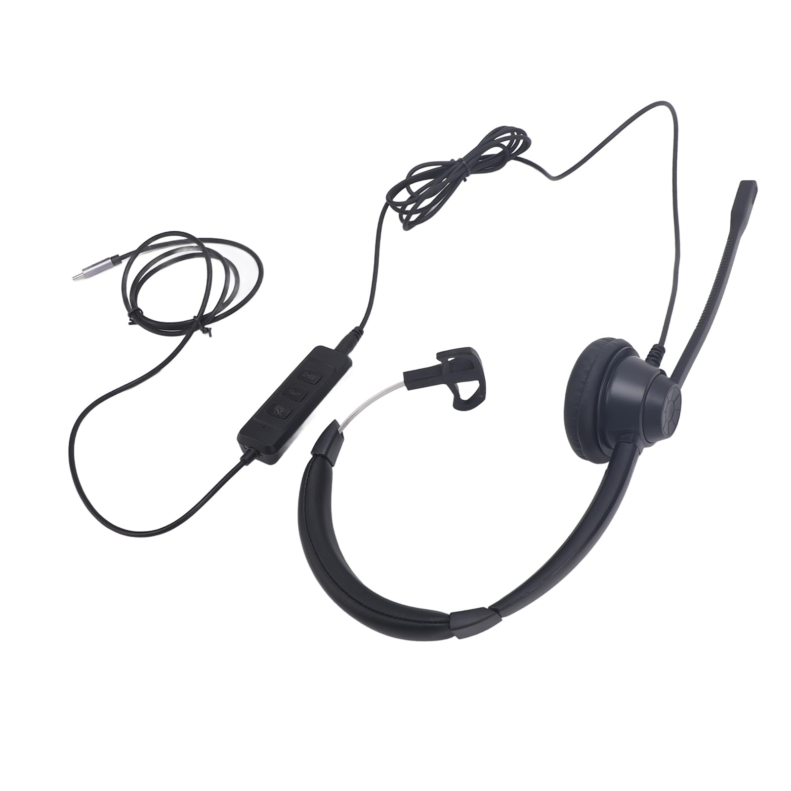 Professional Telephone Headset with Noise Canceling Microphone - 3.5mm/USB-C Compatible (Includes USB Adapter) for Call Centers, Customer Service & Remote Work
