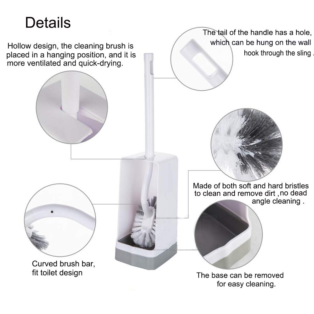 Marbarsse Toilet Bowl Brush and Holder Set - Curved Design for Deep Cleaning Under Rim, Compact Bathroom Cleaning Tool, Easy to Use and Store (1 Pack) - Ideal for Home, Apartment, and RV Bathrooms