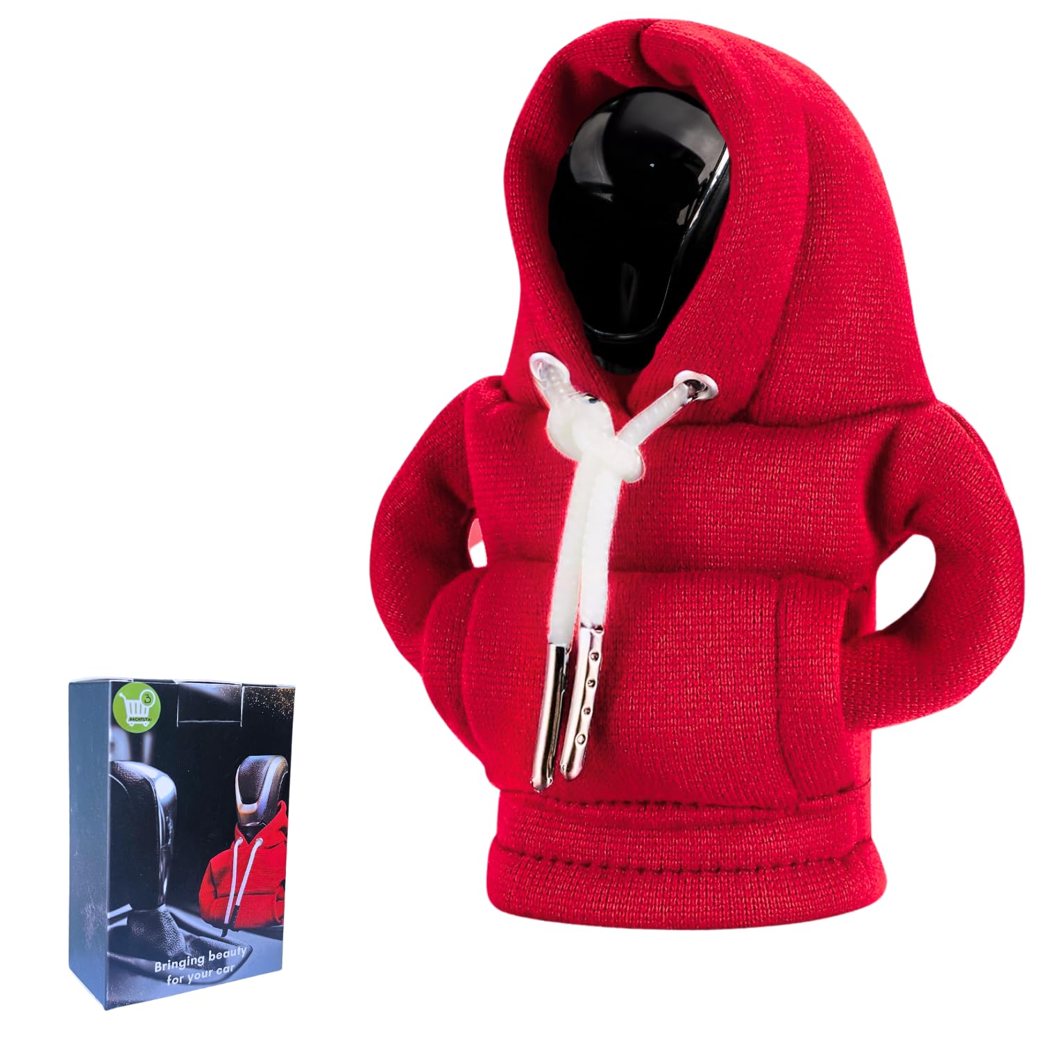 Gear Shift Hoodie - Car Shifter Stick Cover Protector & Novelty Decoration Gift for Family (Red) | Fun Car Accessory for Gear Stick Protection & Customization