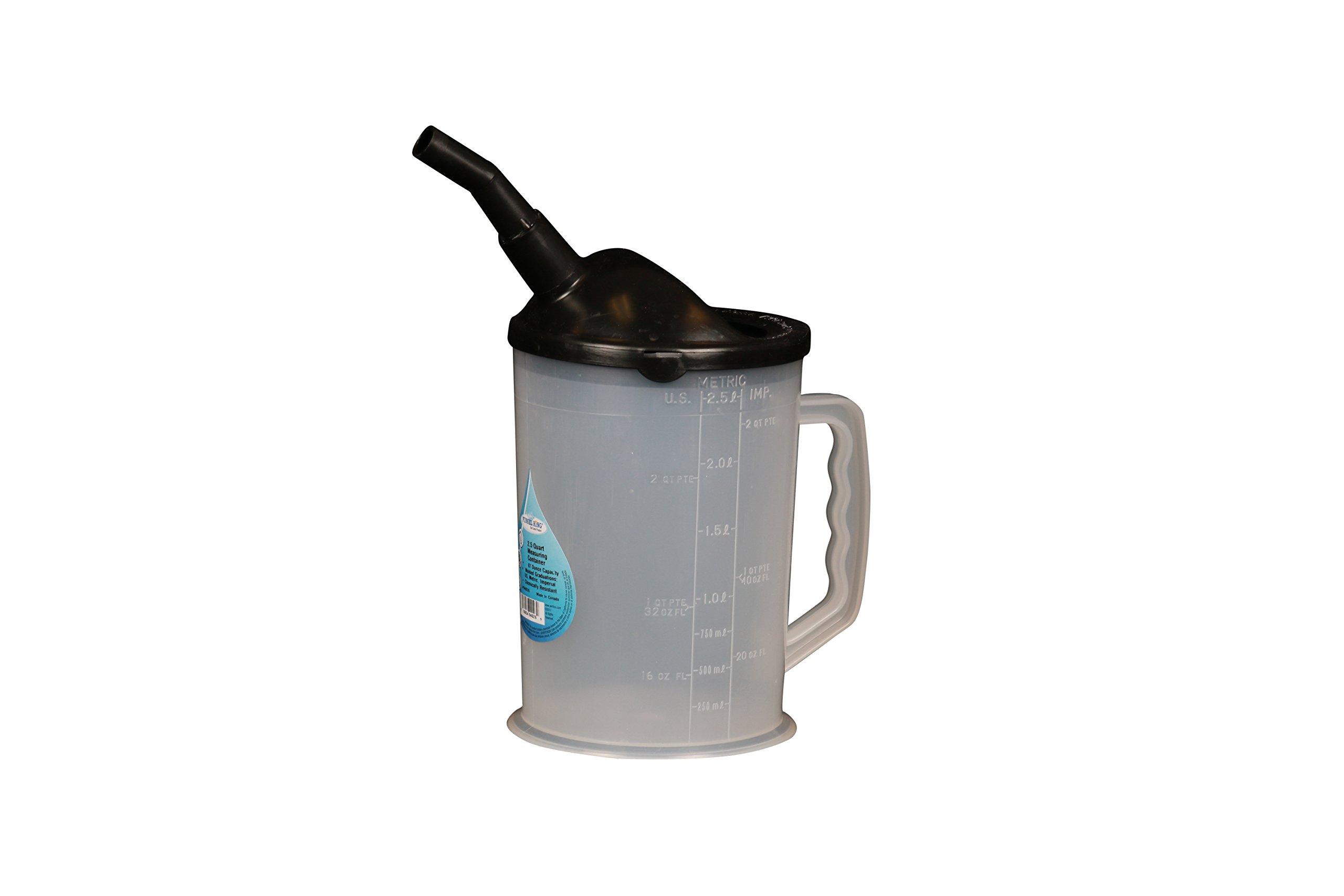 WirthCo 94026 Funnel King Heavy Duty Graduated Measuring Container with Black Spout - 87 oz. Capacity for Automotive Fluids, Cooking Oil, and DIY Projects