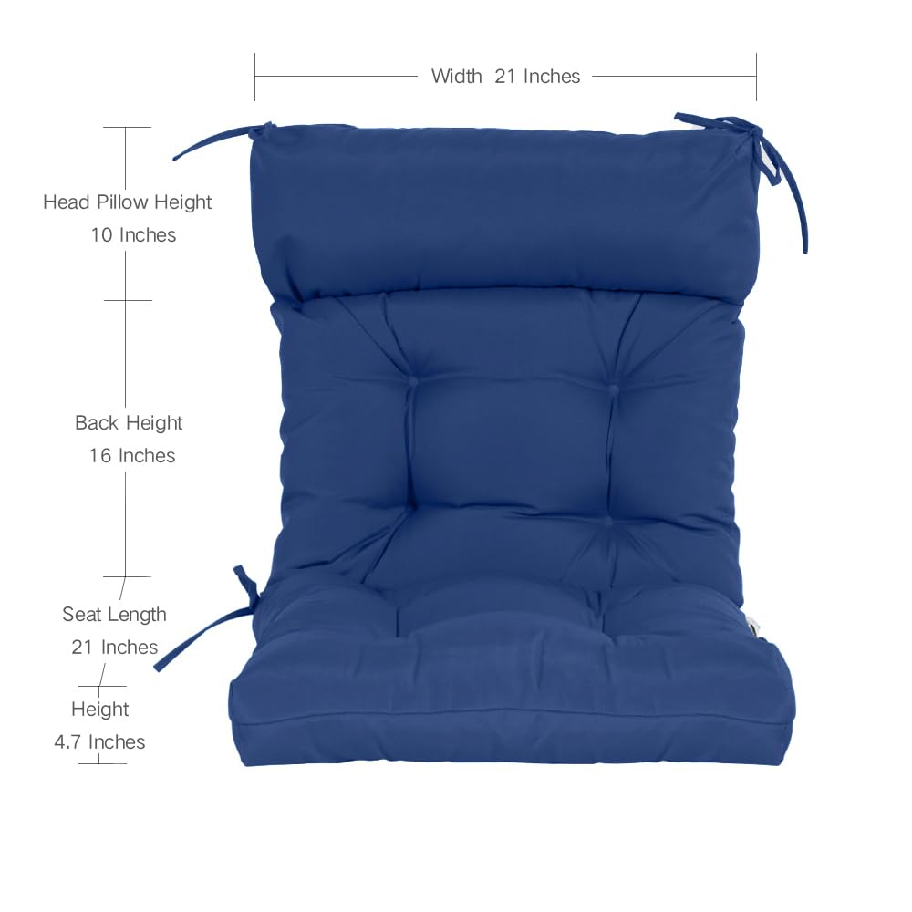 QILLOWAY 4-Pack Tufted High Back Chair Cushions - Indoor/Outdoor Water-Resistant Replacement Cushions for Patio, Dining, and Lounge Chairs (Navy Blue) - Perfect for Backyard, Deck, and Sunroom Comfort