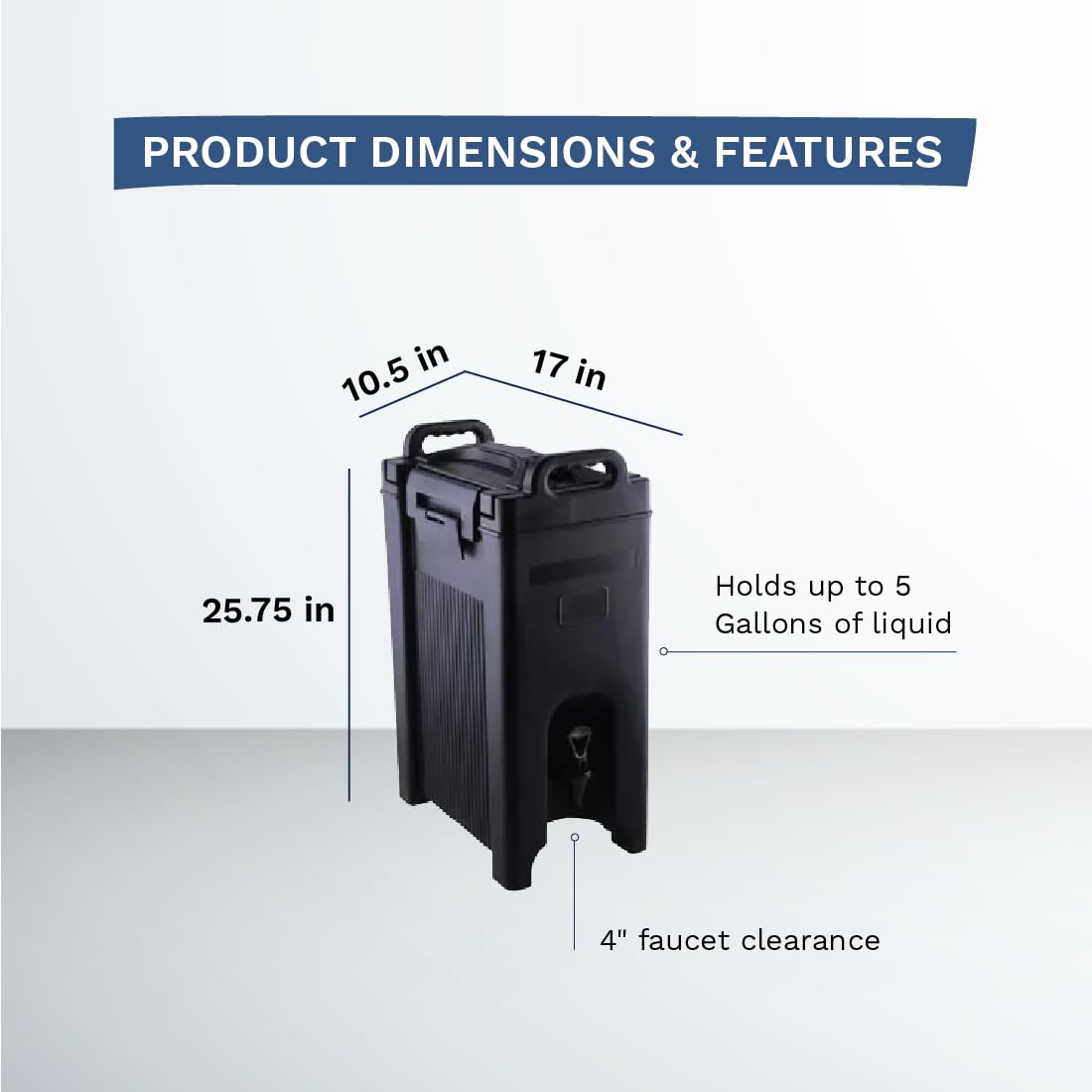 5-Gallon Insulated Commercial Beverage Dispenser - Hot & Cold Drink Server with NSF Certification, Black (29A-001) - Perfect for Restaurants, Cafes, Catering & Outdoor Events