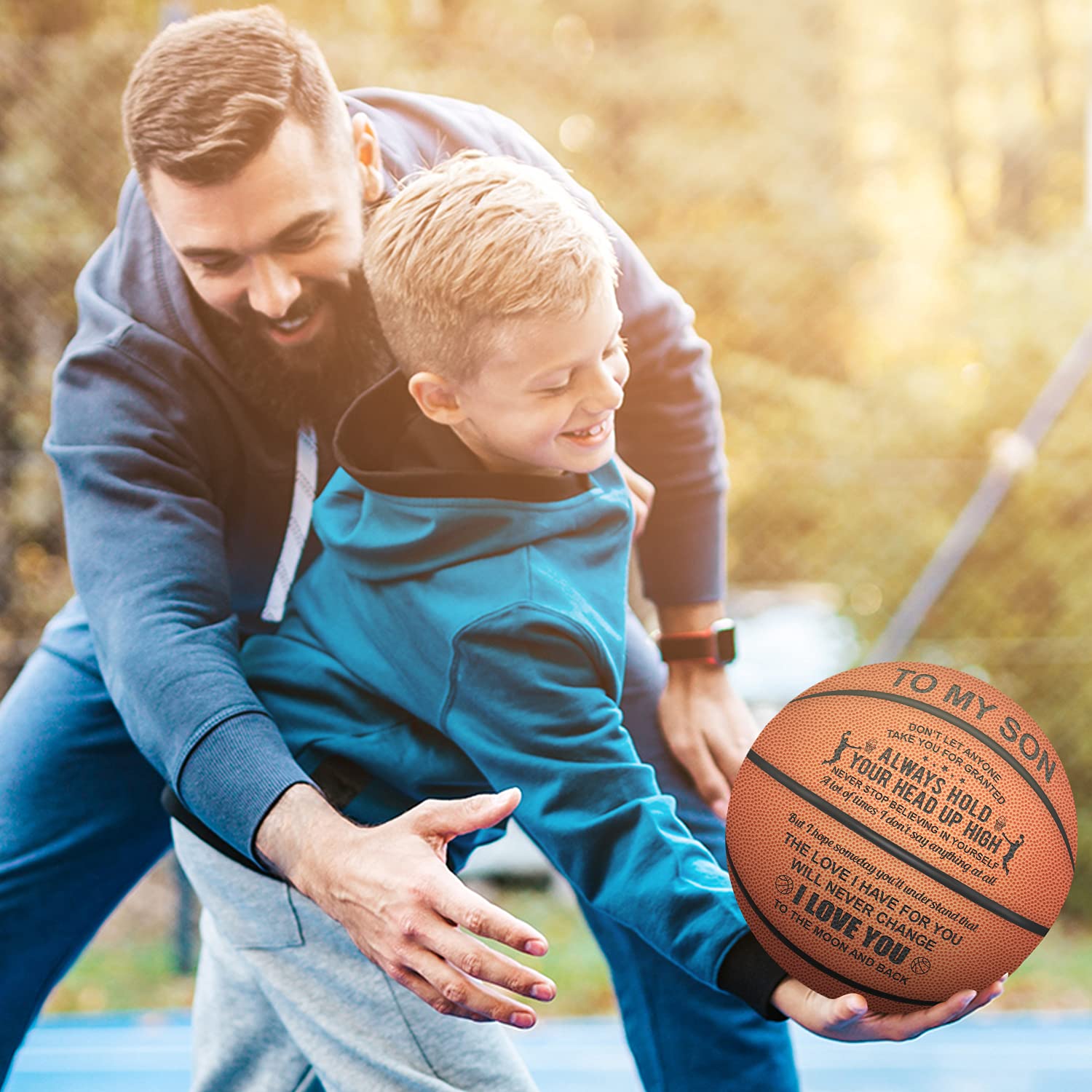 Custom Engraved Basketball Gift for Son - Personalized 'I Love You to The Moon and Back' - Perfect for Graduation, Christmas & Birthday - Indoor/Outdoor Sports Present for Kids, Teens & Adults