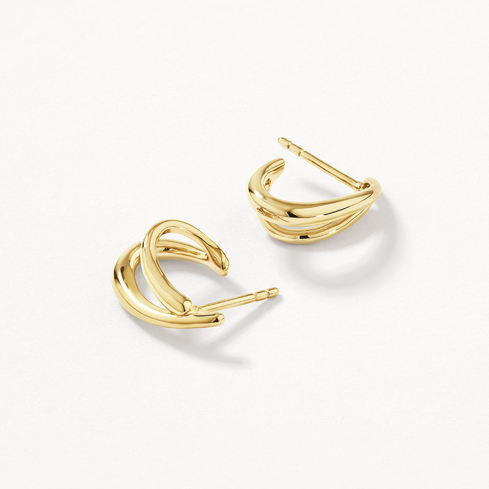 Gold Double Split Hoop Stud Earrings for Women - Trendy Minimalist Jewelry for Everyday Wear, Parties & Gifts