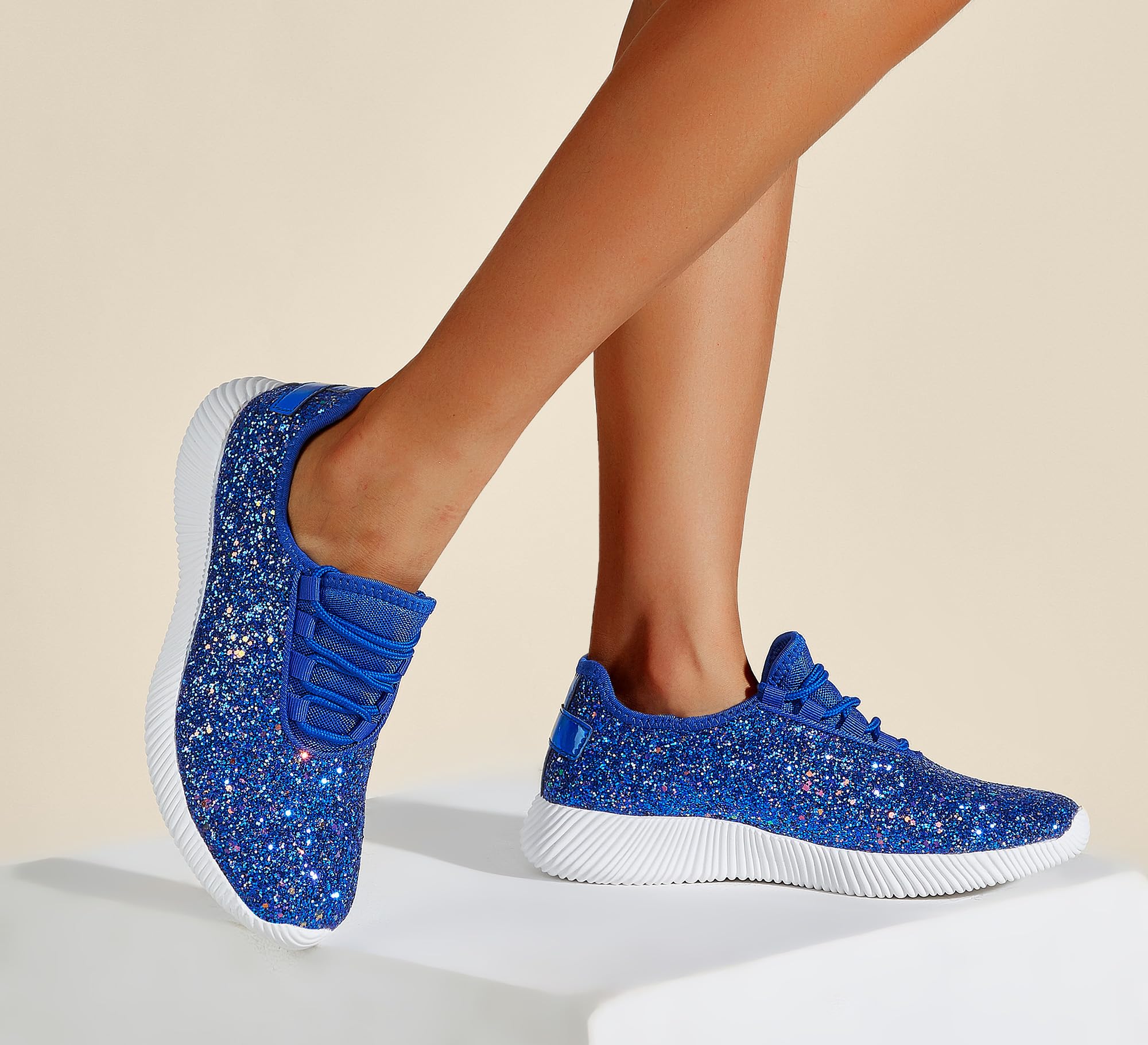 K KIP WOK Women's Fashion Glitter Sneakers - Slip On Running Shoes, Lightweight Tennis Walking Shoes for Women | Perfect for Gym, Workout, Casual Wear & Daily Activities