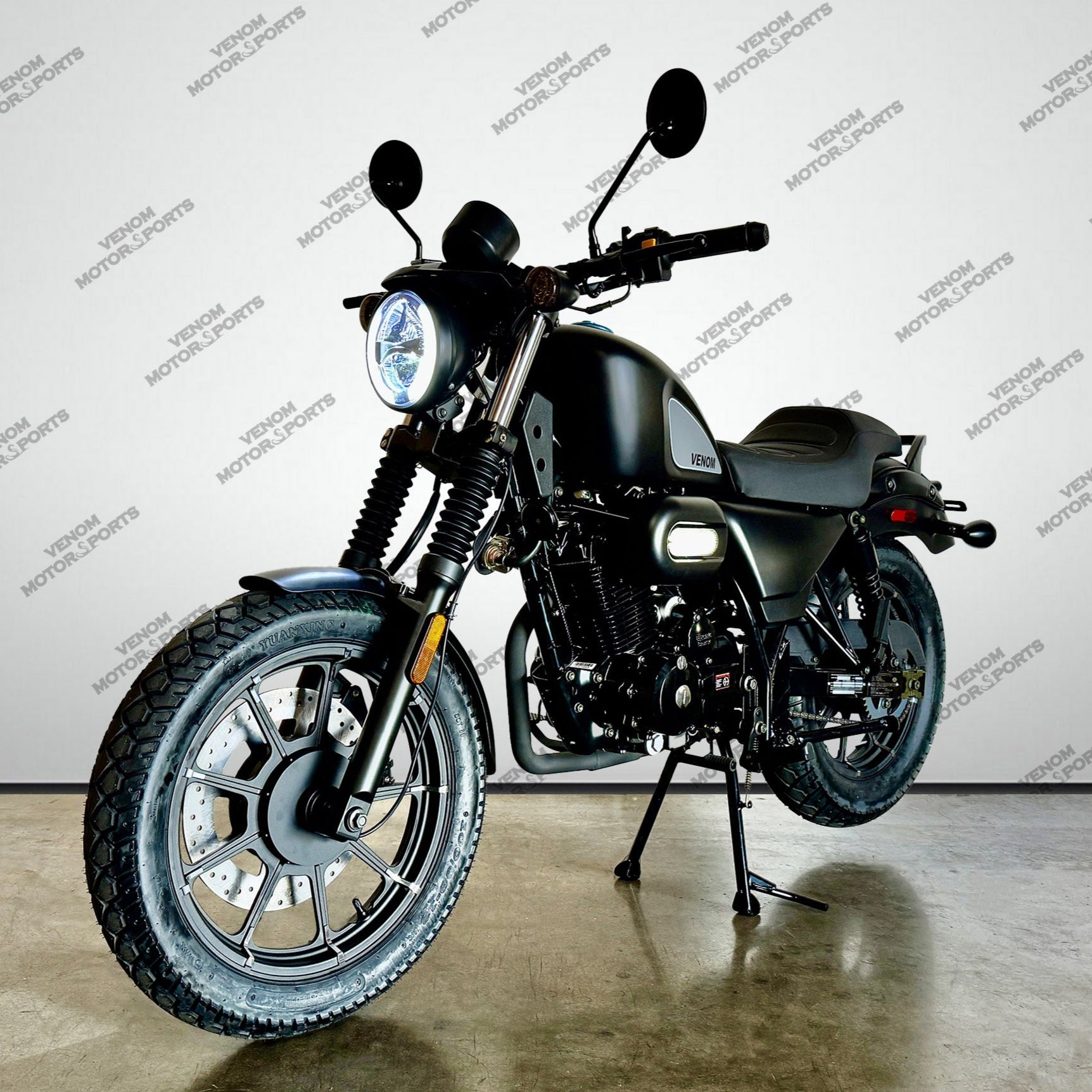 Venom Ghost 250cc Chopper Motorcycle - 5 Speed Manual Transmission - Matte Black Finish - Cruiser Bike for Urban Commuting & Weekend Rides