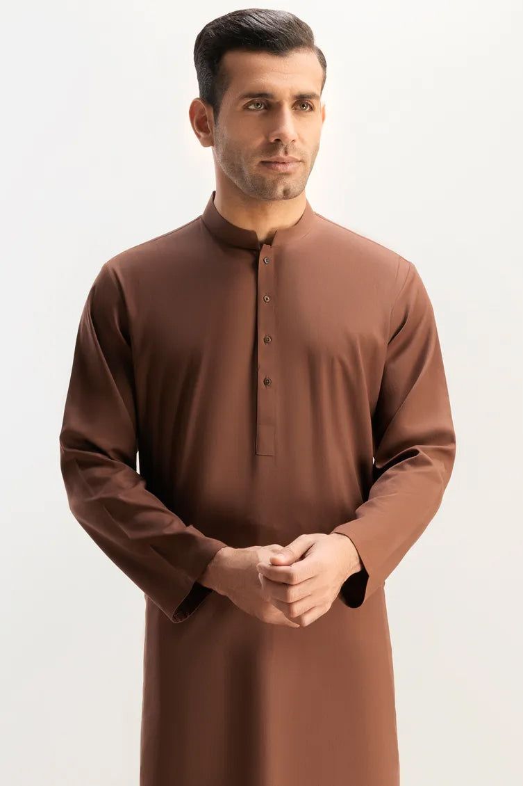 Stylish Blended Brown Kurta Trouser for Men by J. Junaid Jamshed - Perfect for Eid, Weddings & Formal Occasions