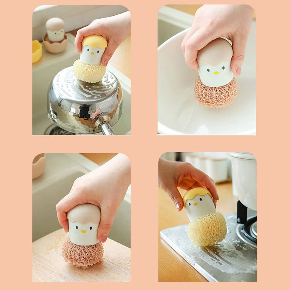 WE3 Cute Cartoon Kitchen Cleaning Scrubbers - Soft Dish Sponges for Sink, Pots & Pans (Pink) - Perfect for Home, Restaurant & Office Cleaning