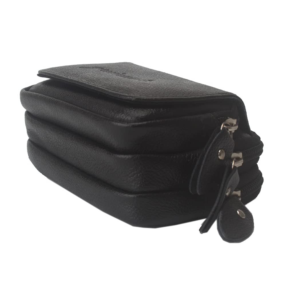 Men's Leather Phone Waist Pack Belt Holster - 3-Pocket Horizontal Flip Pouch for Coins & Essentials - Perfect for Outdoor Travel, Hiking & Daily Use