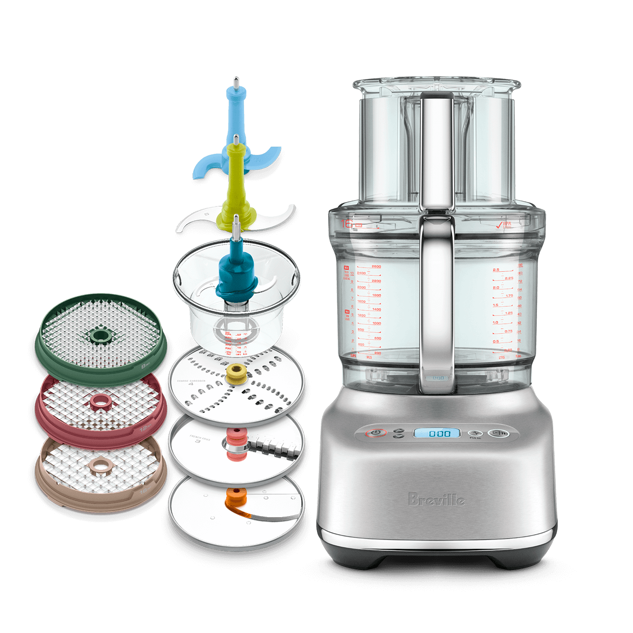 Breville Paradice 16 Cup Food Processor with Stainless Steel Bowl - Powerful 1000W Motor for Chopping, Slicing & Shredding - Perfect for Meal Prep, Baking & Large Family Cooking