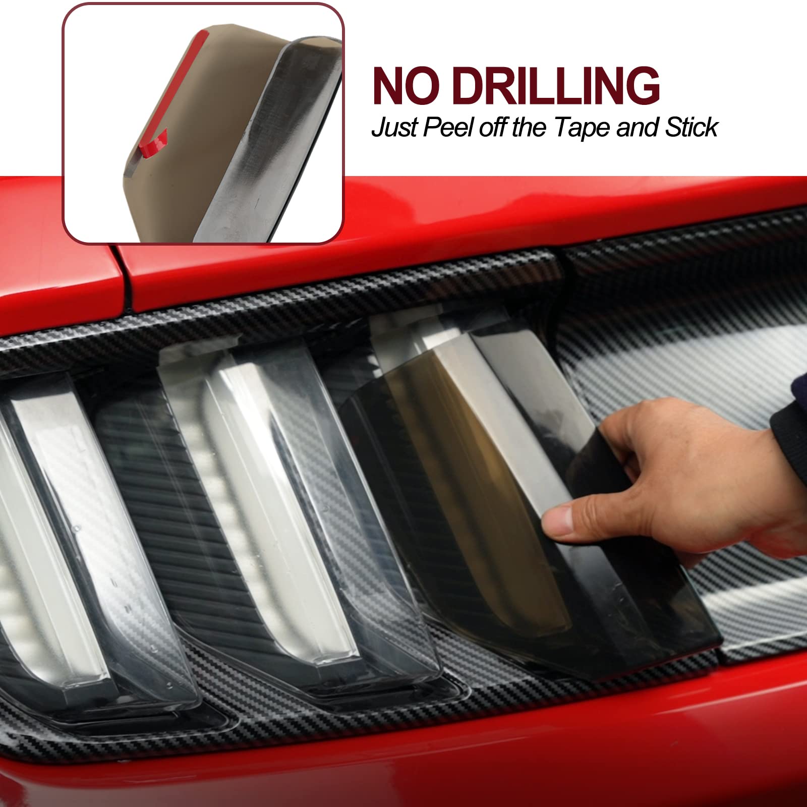 Smoke Black Tail Light Cover for Ford Mustang 2015-2017 - Durable Exterior Accessory, Lens Guard Trim Frame Bezels - Perfect for Car Customization & Night Driving Safety